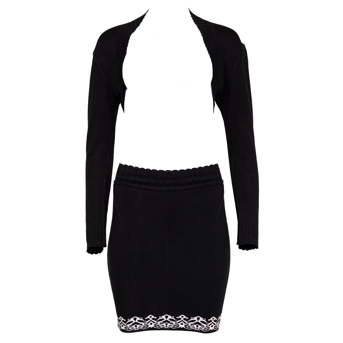 Alaia 1992 Runway Black Cardigan and Skirt Set