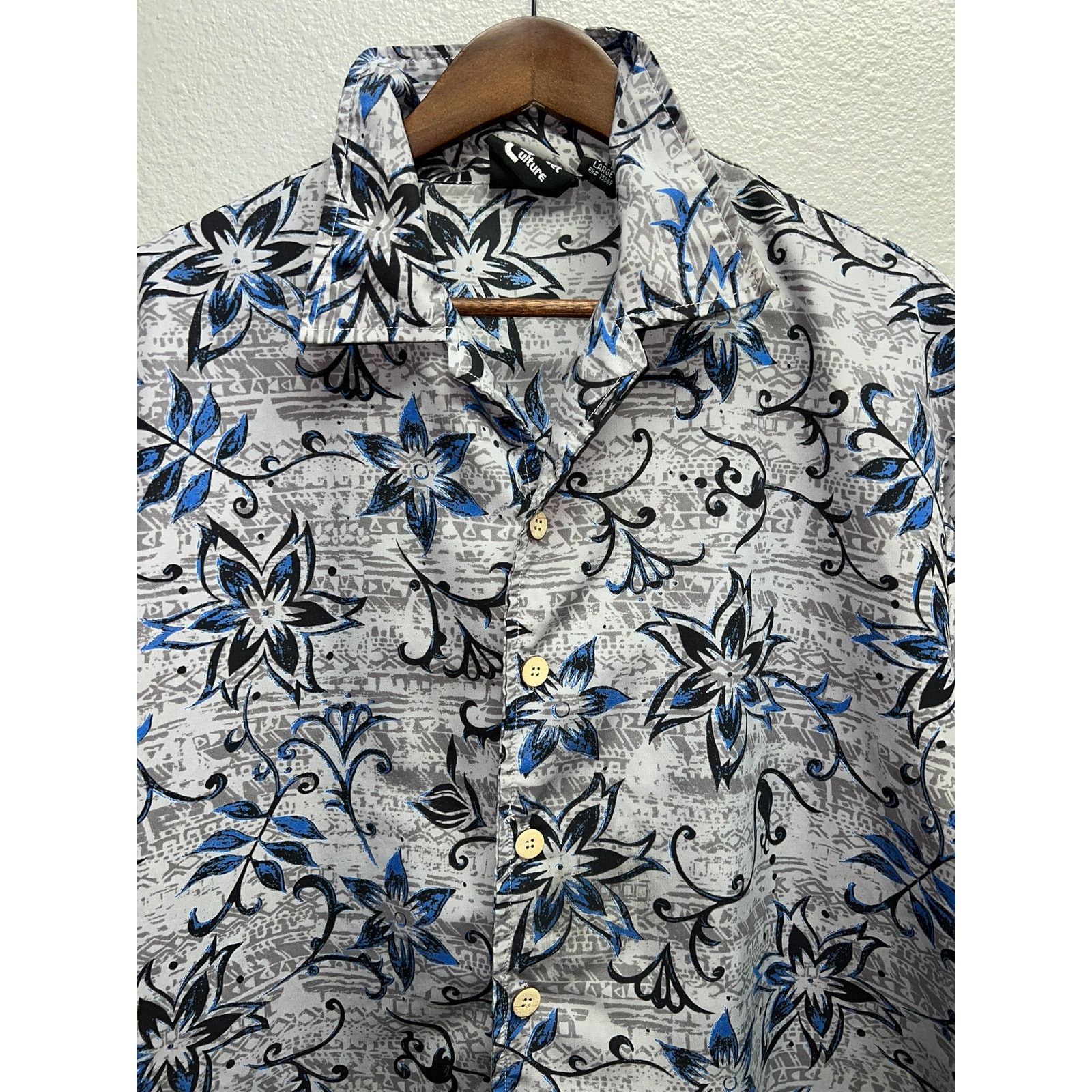 Vintage Street Culture Button Up Shirt Gray blue Floral Taiwan Large Size US L / EU 52-54 / 3 - 3 Thumbnail
