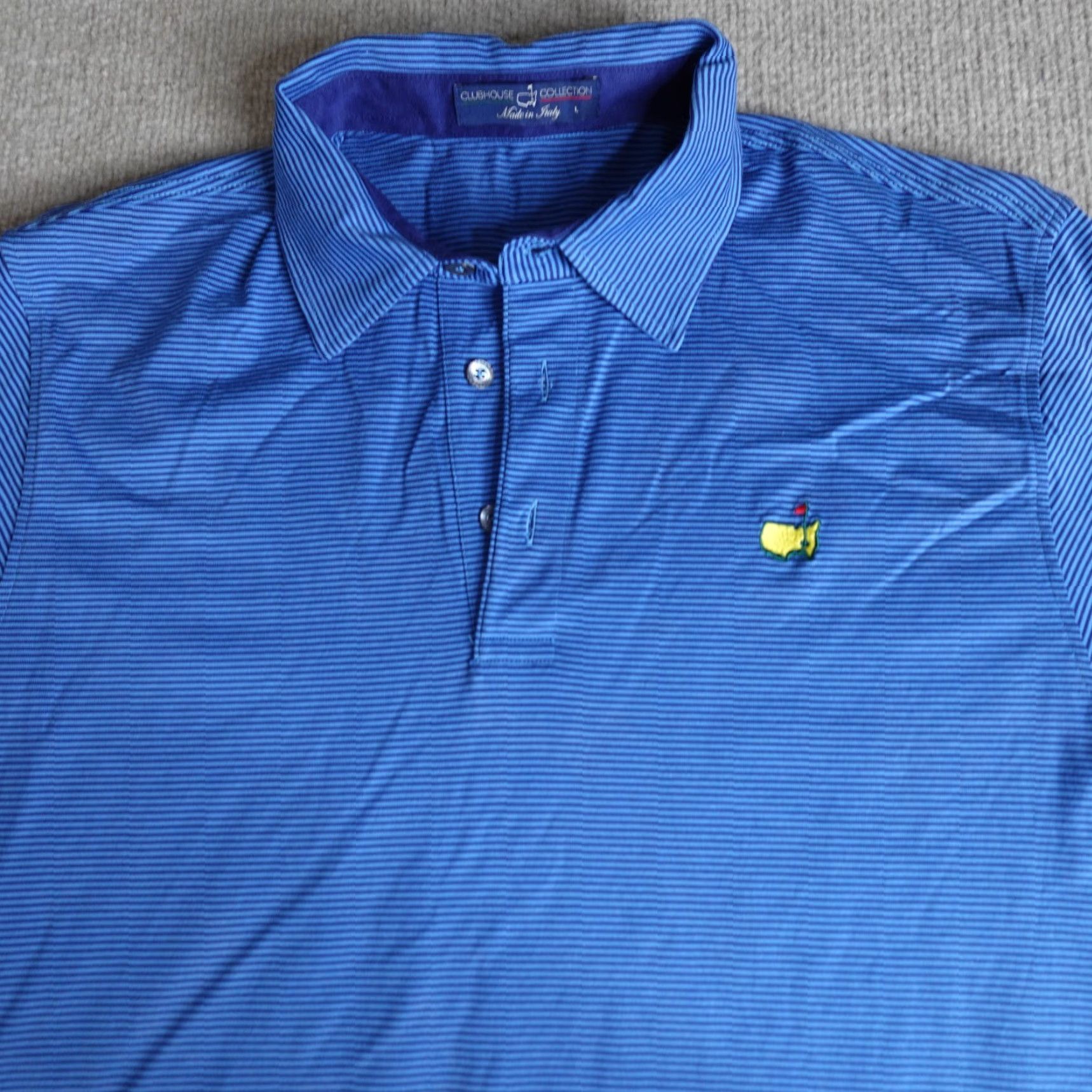 Vintage Masters Polo Shirt Mens Large Blue Striped Clubhouse Performance Made in Italy Size US L / EU 52-54 / 3 - 2 Thumbnail