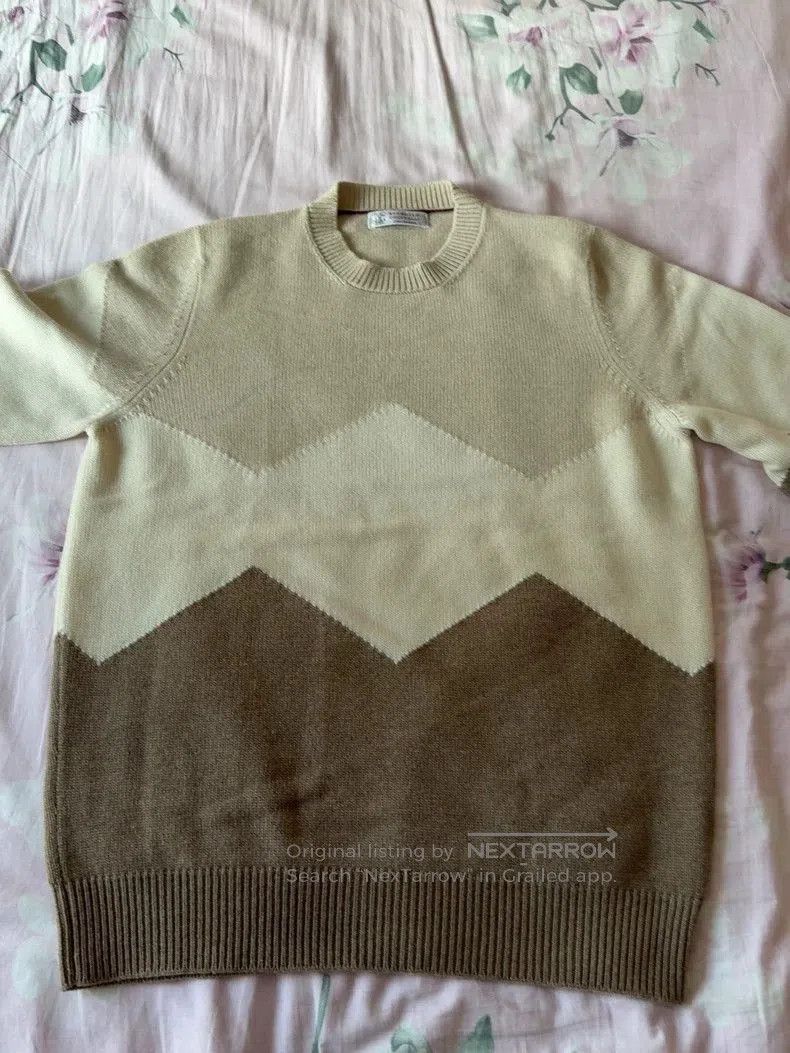 Loro Piana BC Thick Chevron Pattern Cashmere Sweater. Size US XL / EU 56 / 4 - 1 Thumbnail