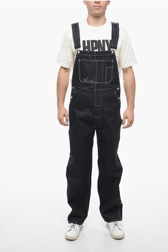 image of Amiri Og1Mm0424 Stiching Denim Oversalls In Blue, Men's (Size 30)