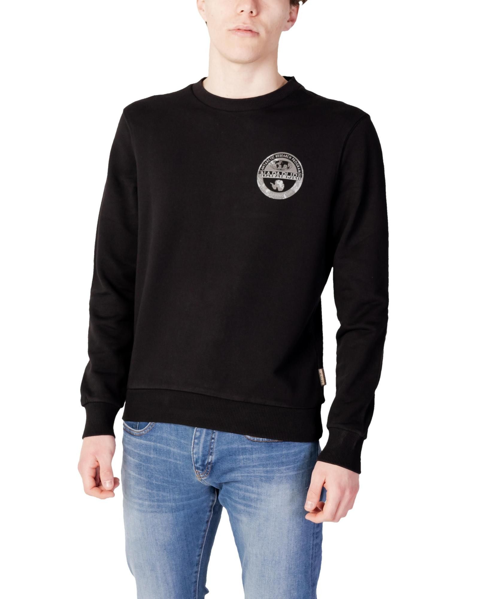 image of Napapijri Cotton Long Sleeve Sweatshirt in Black, Men's (Size Small)