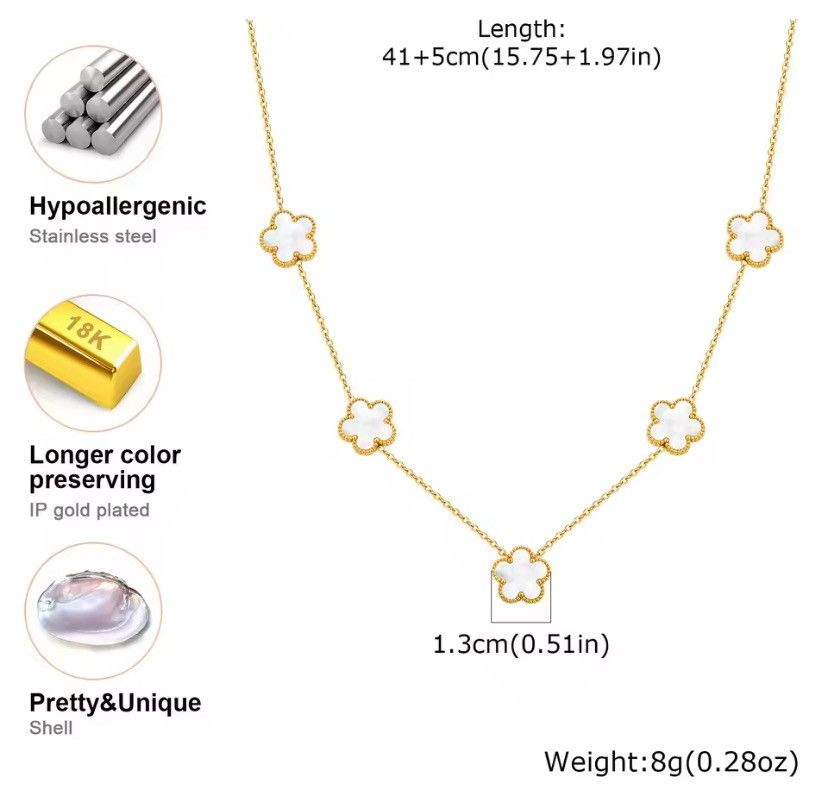 Other Elegant Five Leaf Petals Flower Necklace Size ONE SIZE - 2 Thumbnail
