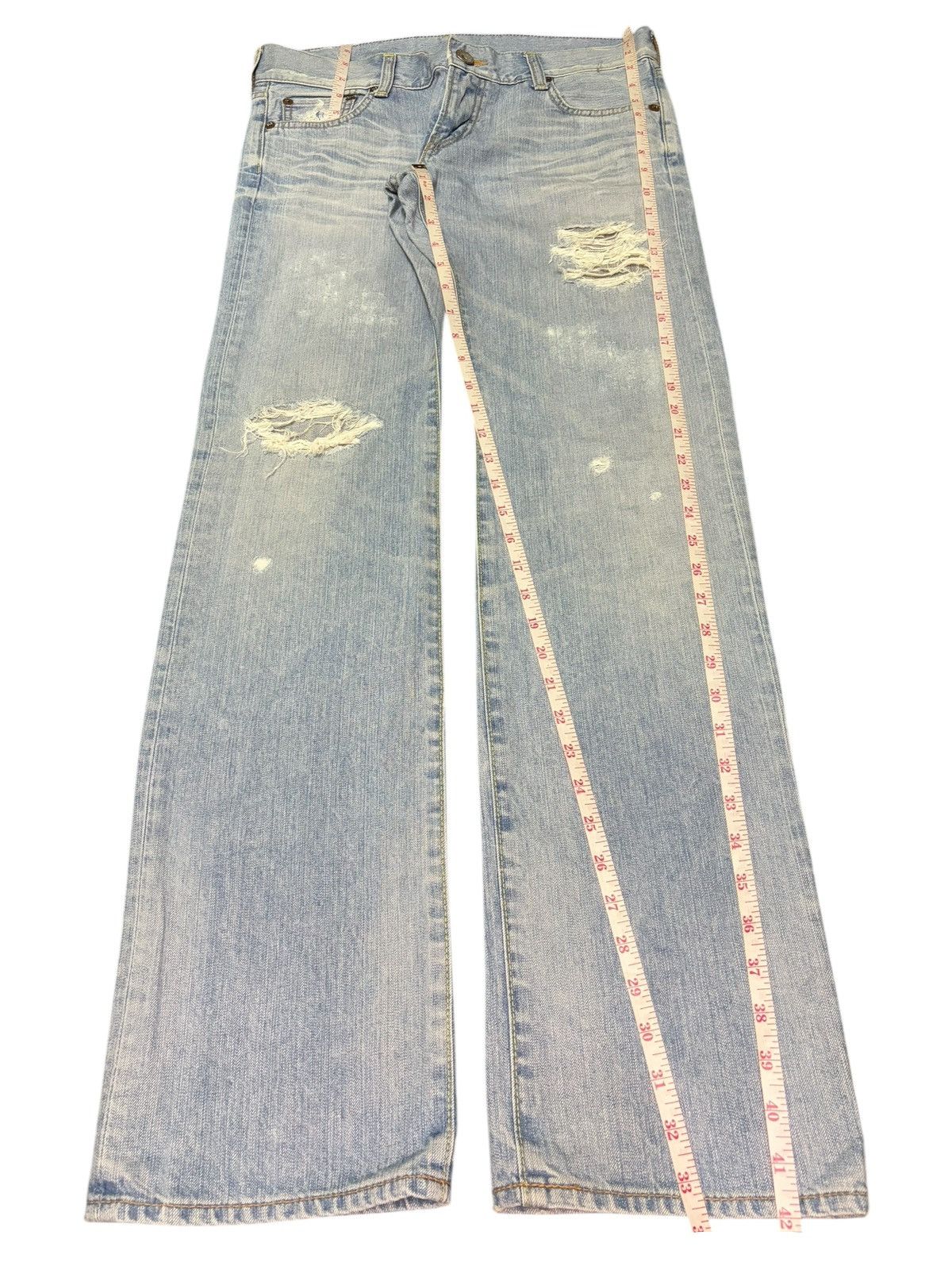 Edwin Vintage Japanese Brand Faded Wash Distressed Jeans Size 32" / US 10 / IT 46 - 7 Thumbnail