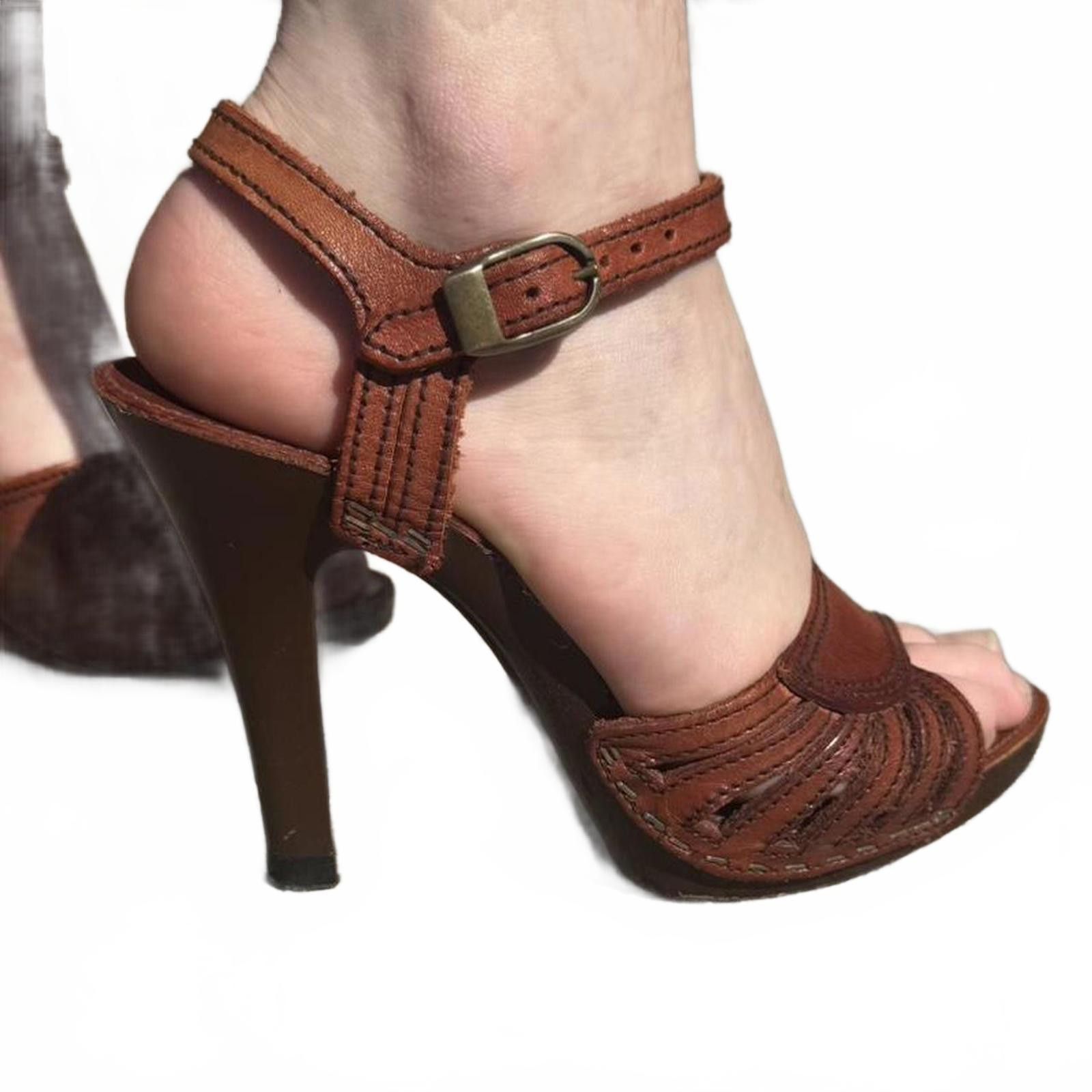 Other 70s Leather Platform Heels Slingback Peep Toe –Italy Size US 6 / IT 36 - 5 Thumbnail