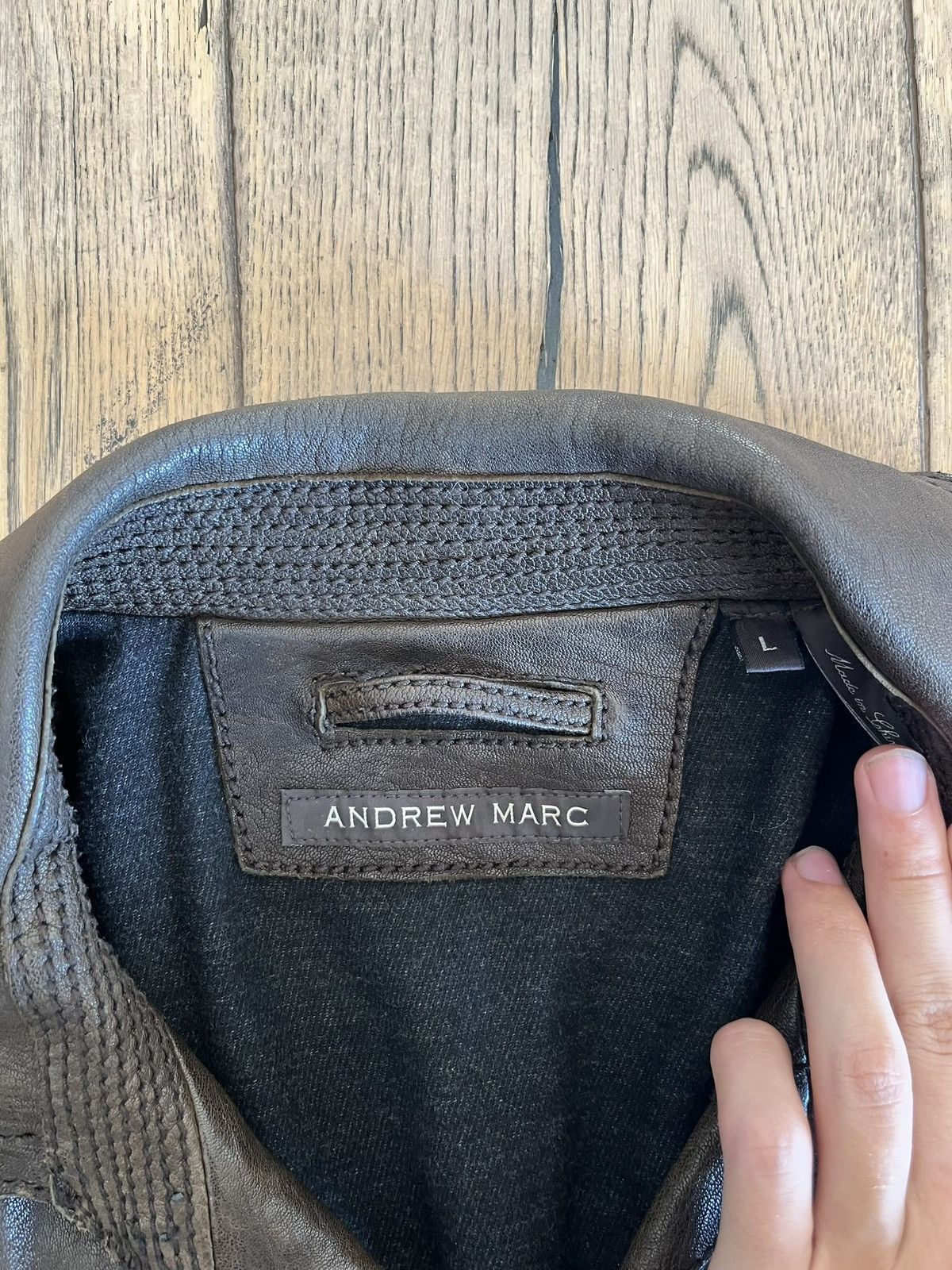 Andrew Marc × Vintage Brown Leather Car Jacket Size US L / EU 52-54 / 3 - 2 Thumbnail
