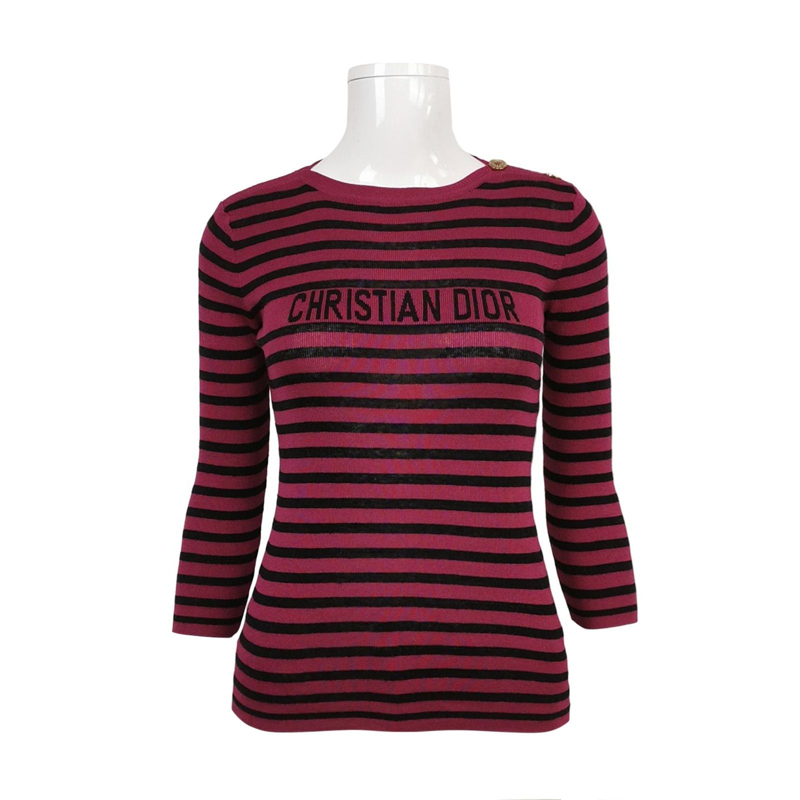 Dior Dior Striped Logo Round Neck Long-Sleeve Sweater Size S / US 4 / IT 40 - 1 Thumbnail