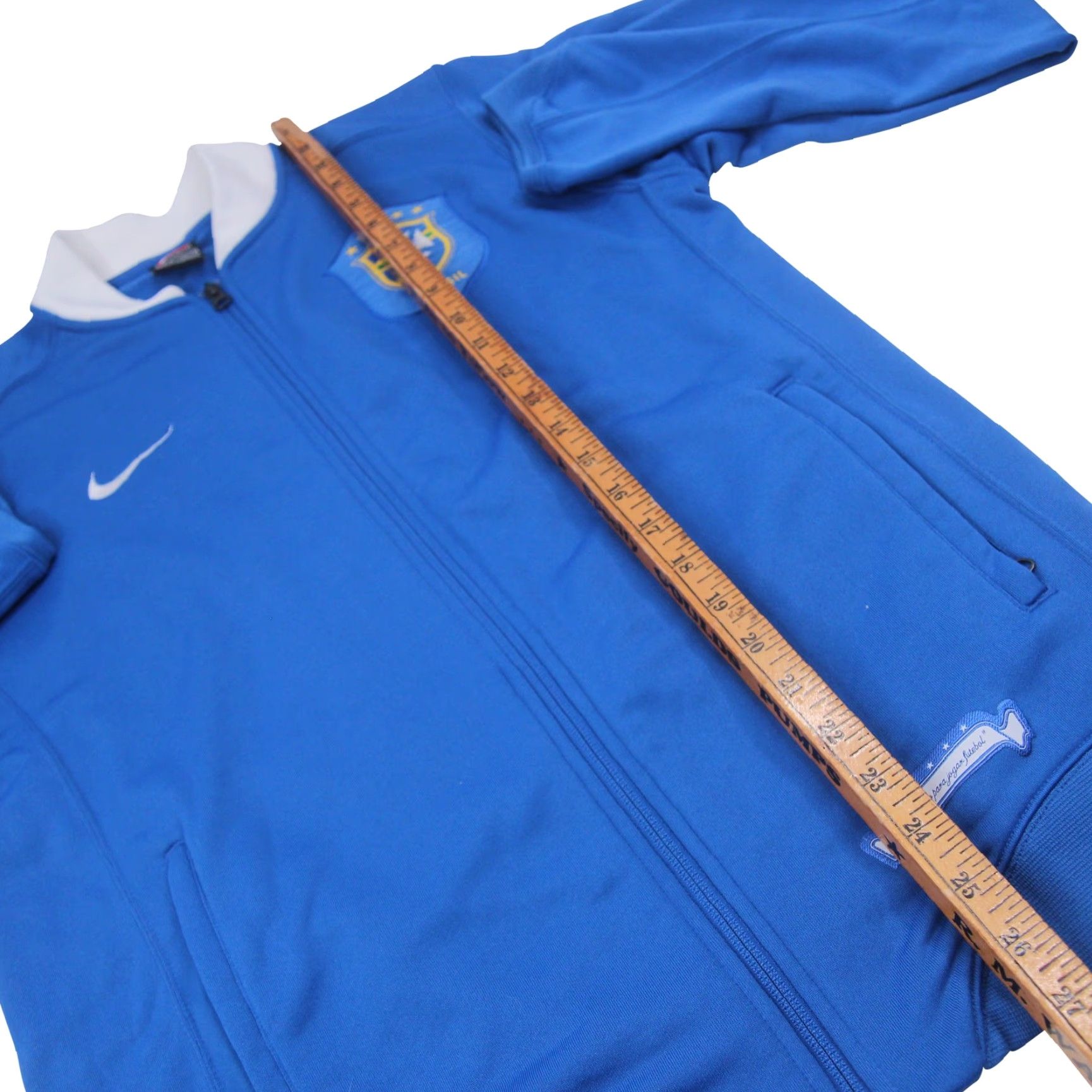 Nike VINTAGE Nike Brazil Football CBF Mens Large Spellout Track Jacket Blue Size US L / EU 52-54 / 3 - 6 Thumbnail
