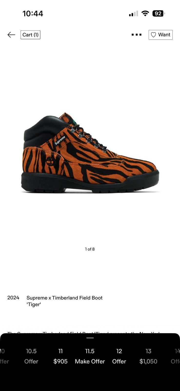 Supreme 2024 Supreme × Timberland Field Boot 'Tiger' Size US 11 / EU 44 - 9 Thumbnail