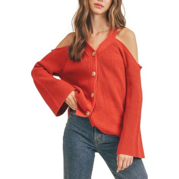 Other Lush Cold Shoulder Cardigan in Cherry Mahogany Sz. M Size M / US 6-8 / IT 42-44 - 1 Thumbnail
