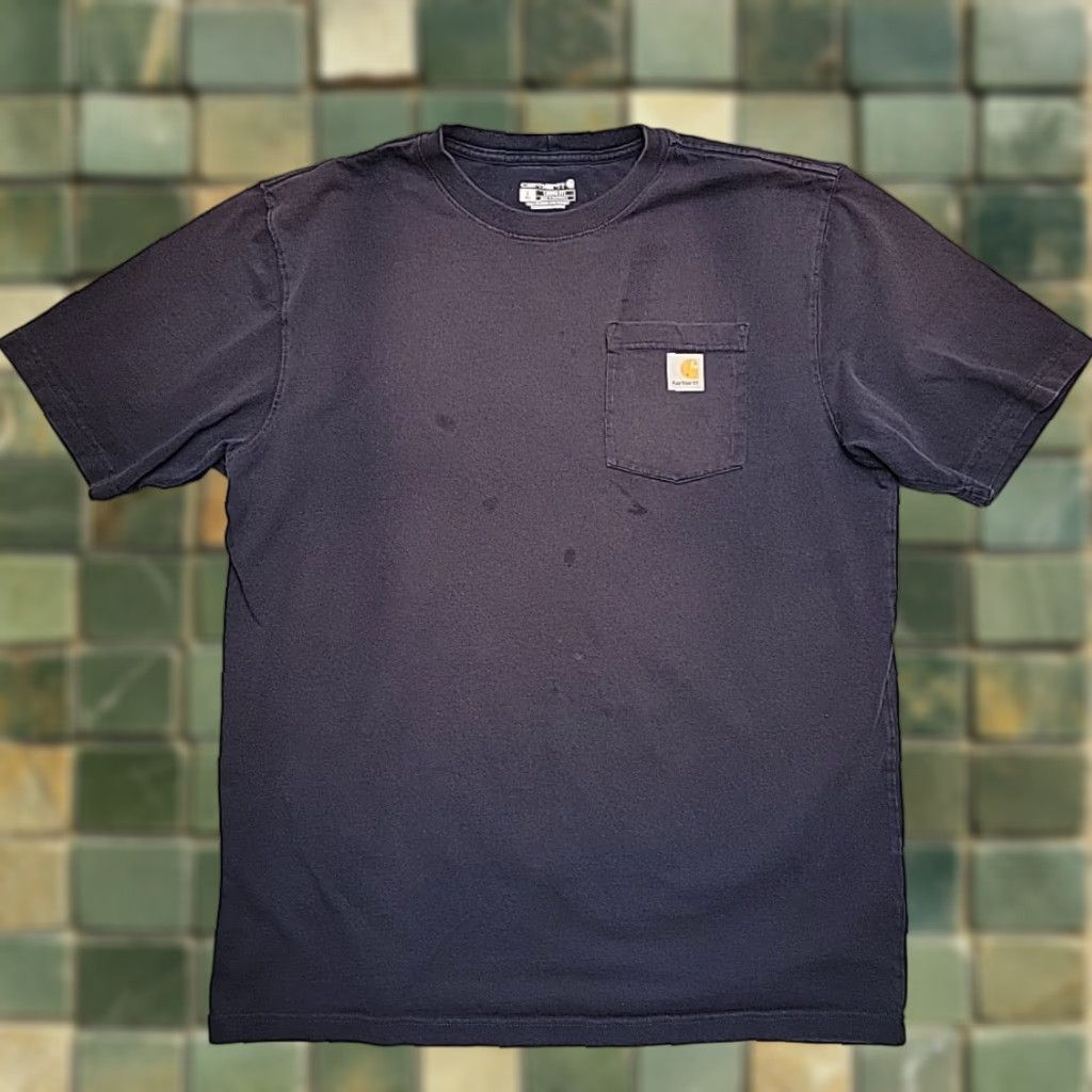 Carhartt VINTAGE Carhartt Shirt Mens Large Navy Loose Fit Short Sleeve Crewneck Pocket TEE K87-M Size US L / EU 52-54 / 3 - 1 Thumbnail