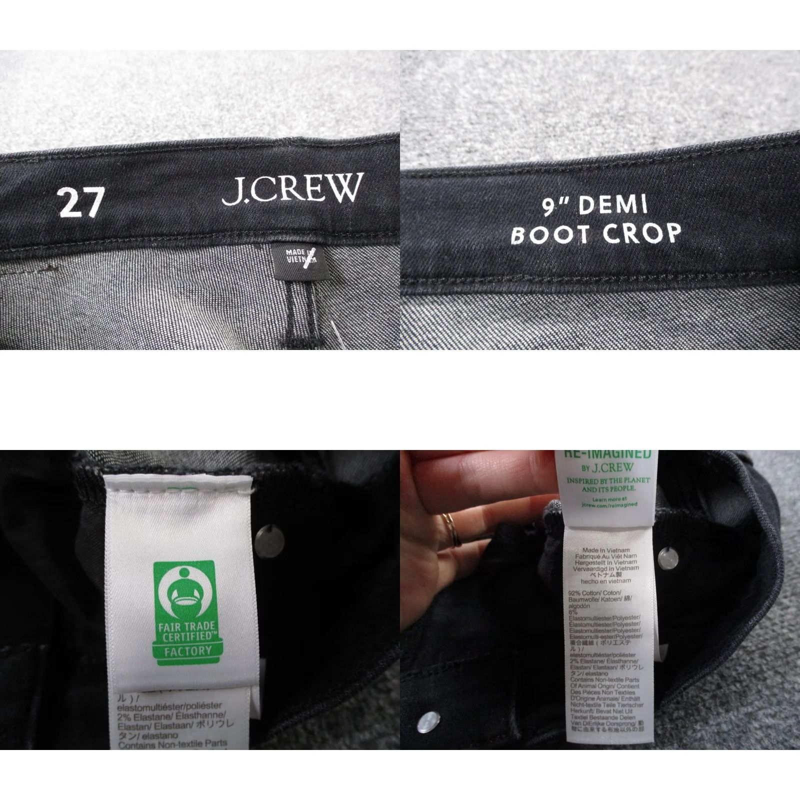 J.Crew J.CREW Jeans Womens 27 Black Denim Demi Boot Crop Frayed Stretch NEW Jeans Women 27 Black Denim Bootcut Modern Size 28" / US 6 / IT 42 - 8 Thumbnail