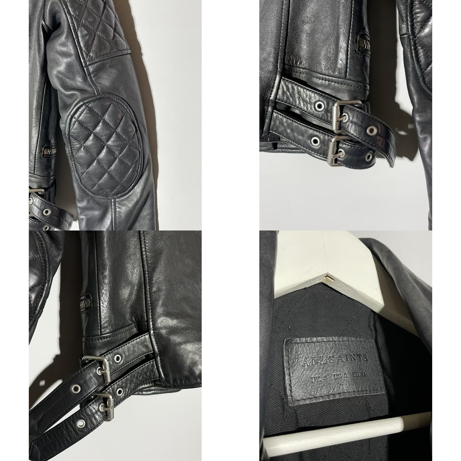 Allsaints AllSaints Esher Biker Jacket Women’s Size 32 Leather Black 1/2 Zip Pockets Adjust Buckle Zipper Vintage No 4 XS-4? Size S / US 4 / IT 40 - 9 Thumbnail