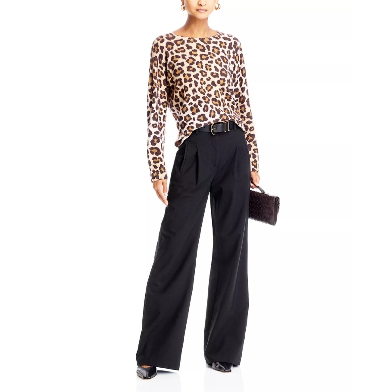 Bloomingdale's C by Bloomingdale's Women Cashmere Leopard Sweater Size M Size M / US 6-8 / IT 42-44 - 4 Thumbnail