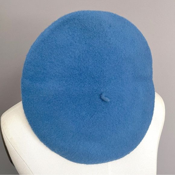 Vintage Beautiful Denim Blue Wool Beret - O/S, Unisex Size ONE SIZE - 8 Thumbnail