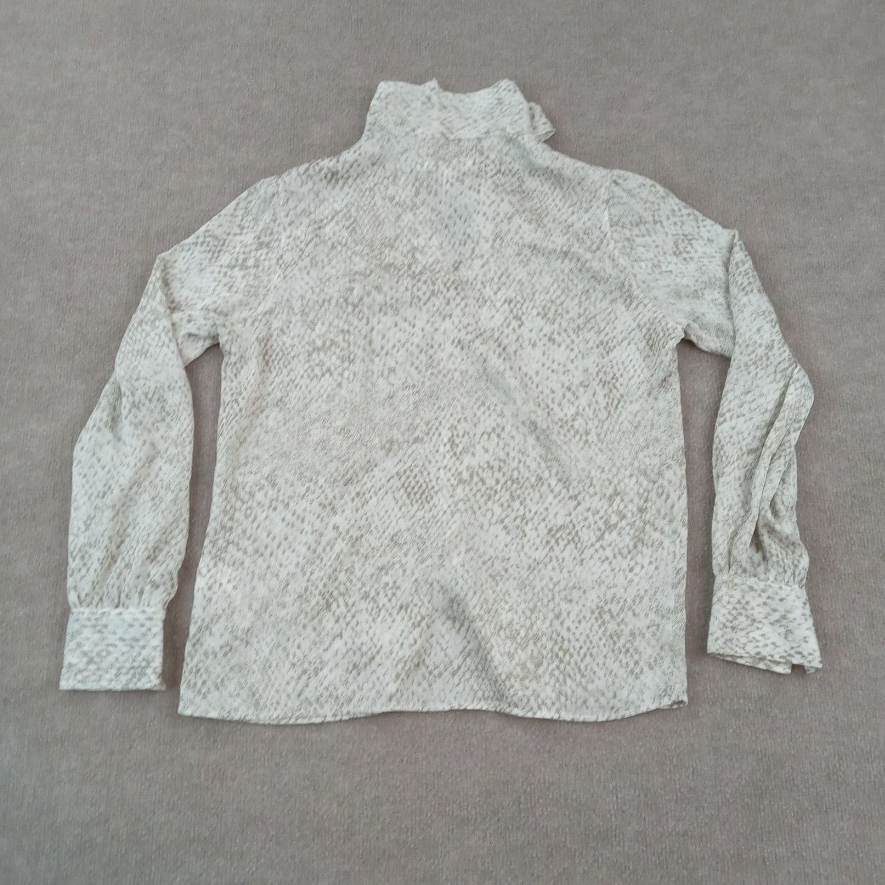 AVEC LES FILLES Avec Les Filles Womens Blouse Small Beige Snake Animal Stretch Button Up Size S / US 4 / IT 40 - 7 Thumbnail