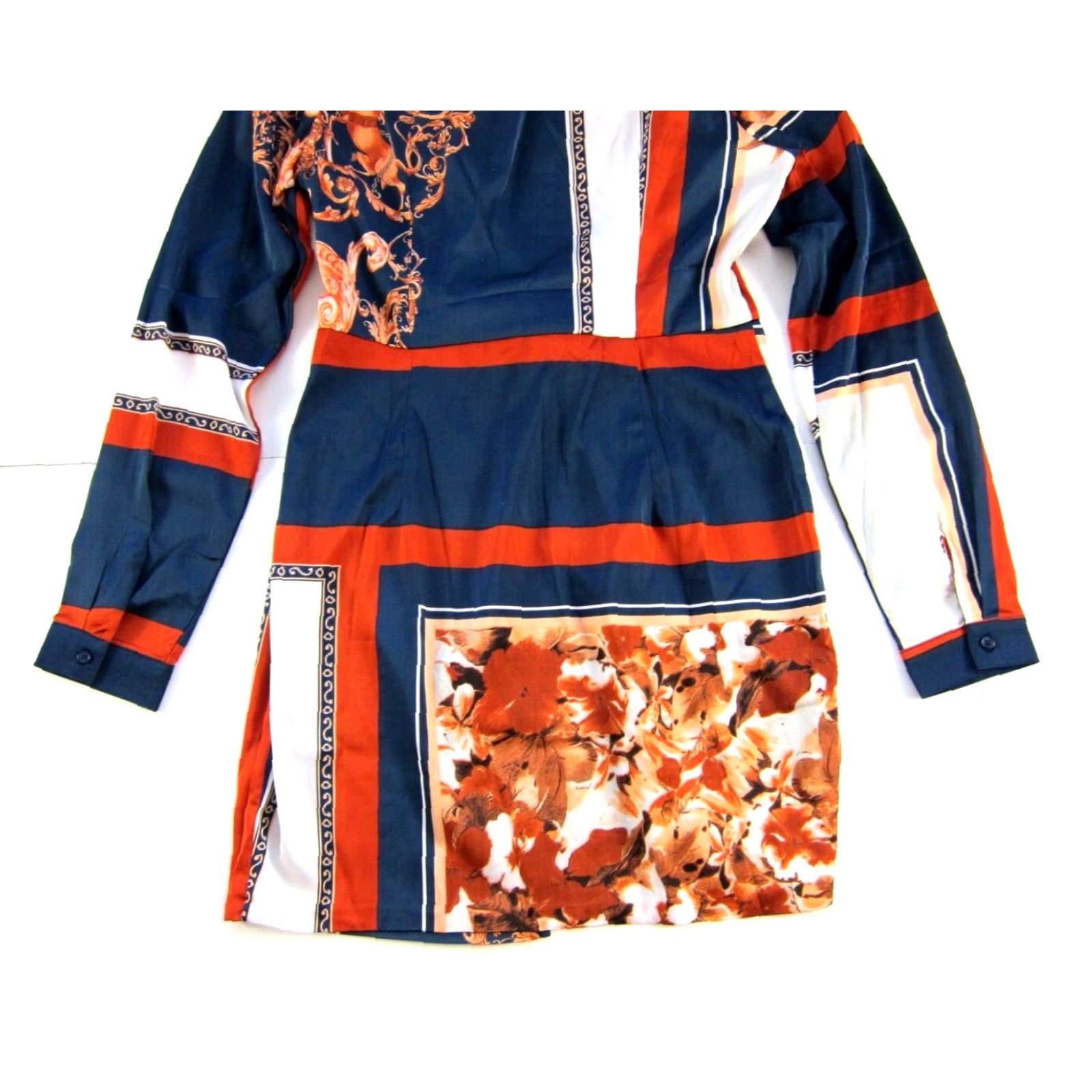 Fashion Nova Fashion Nova Orange Floral V-Neck Long Sleeve Dress Women Large Size L / US 10 / IT 46 - 7 Thumbnail