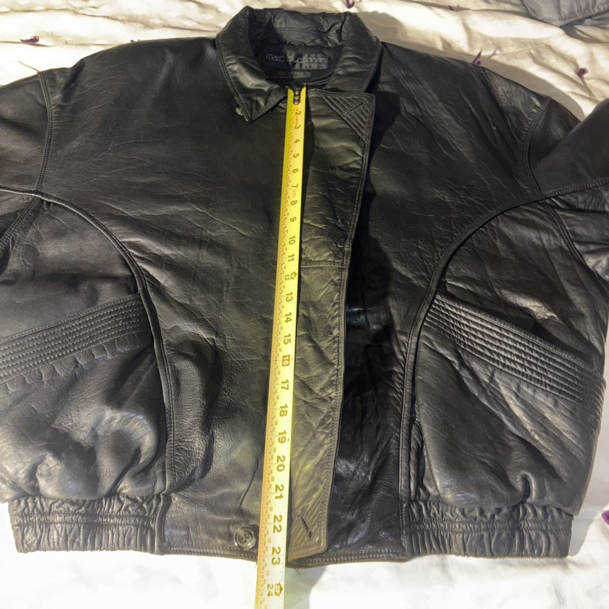 Marc Buchanan Vintage All Black Pelle Pelle Bomber Jacket Size US L / EU 52-54 / 3 - 6 Thumbnail