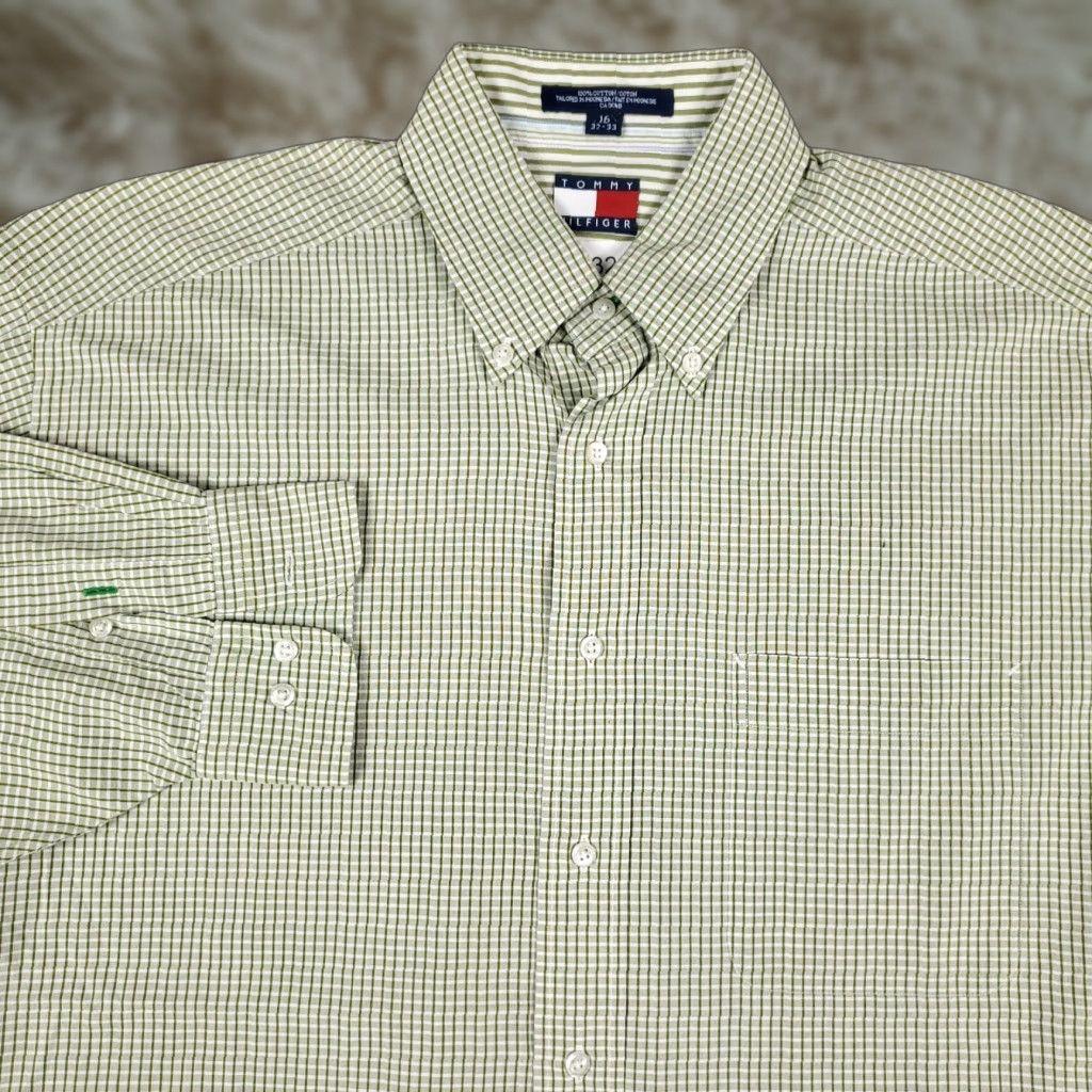 Tommy Hilfiger Tommy Hilfiger Shirt Mens 16 Green Check Dress Button Up Long Sleeve Shirt Mens 16 Green Check Dress Button Up Long Sleeve Size 42R - 1 Thumbnail