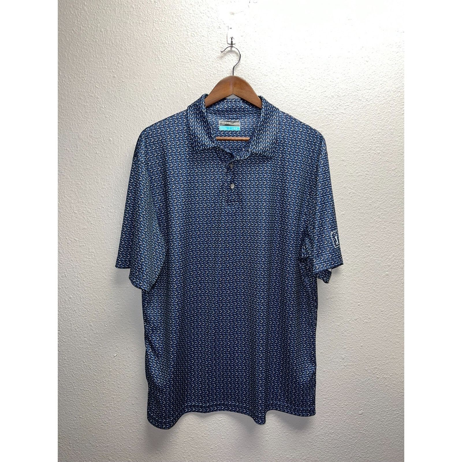 PGA Tour PGA Tour Golf Polo Shirt Geometric Flag Blue Black AOP Large Size US L / EU 52-54 / 3 - 1 Thumbnail