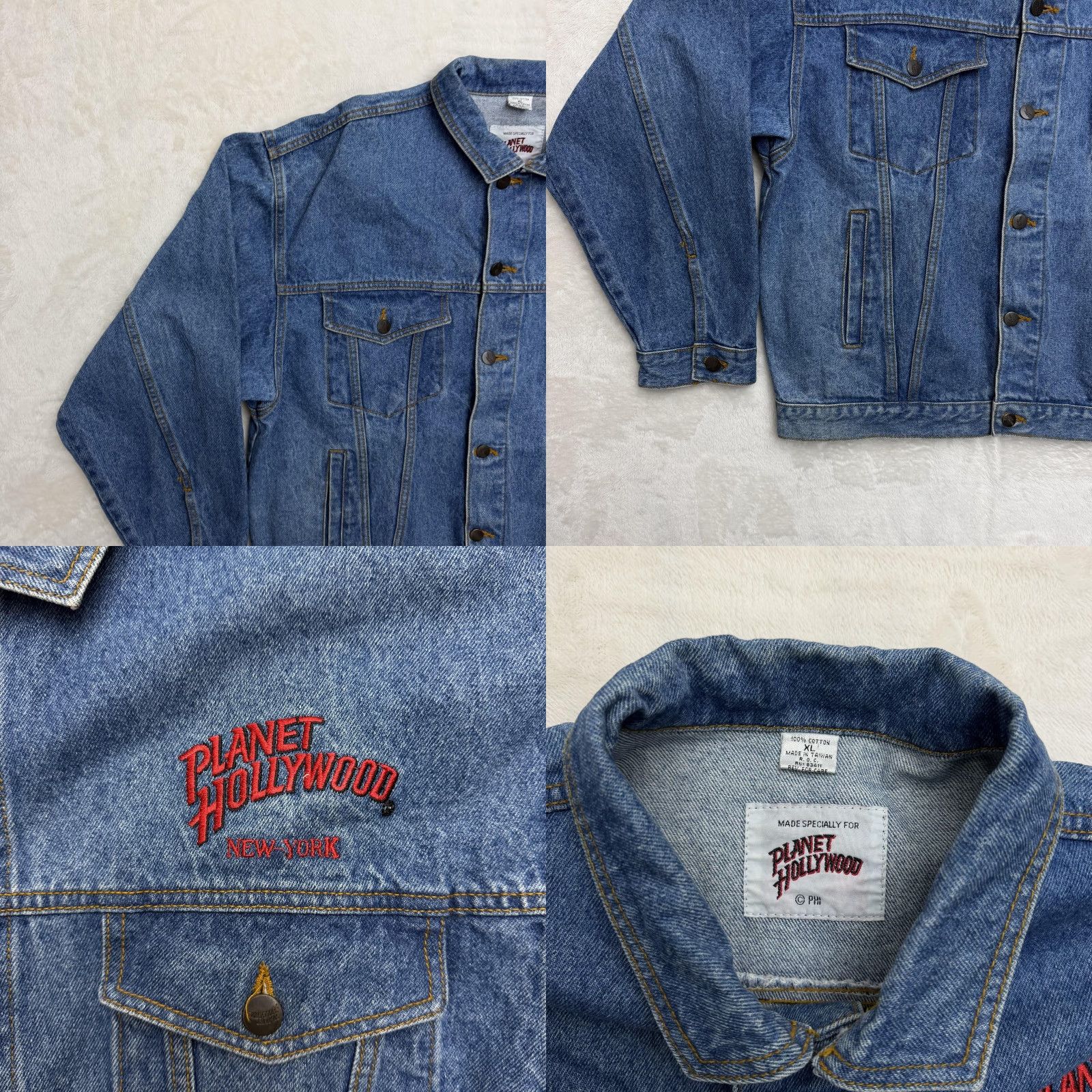 Planet Hollywood VINTAGE Planet Hollywood Jacket Mens XL Blue Denim Embroidered 90s City New York Bomber Jacket Size US XL / EU 56 / 4 - 10 Thumbnail