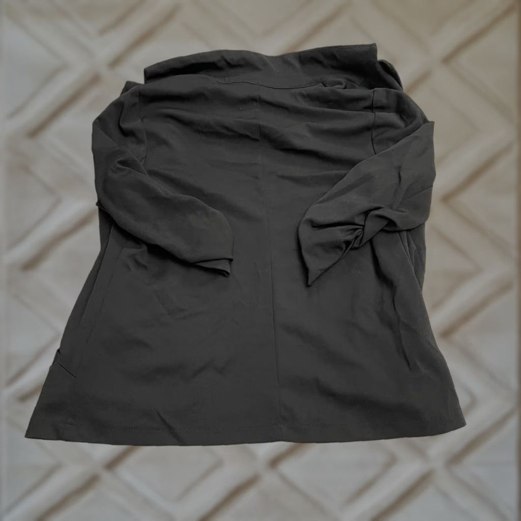 Vintage Retrology Blazer Jacket Womens Medium Black Ruched Sleeve Open 3/4 Sleeve Casual Workwear Solid Size M / US 6-8 / IT 42-44 - 1 Thumbnail