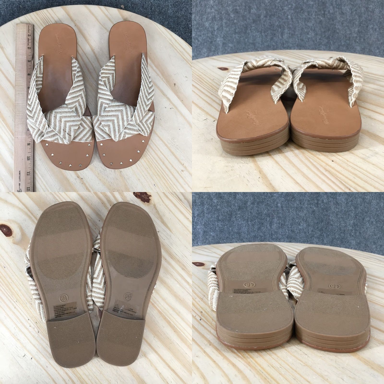 Vintage Universal Thread Sandals Womens 9.5 Louise Chevron Knotted Slide Brown Striped Size US 10 / IT 40 - 8 Thumbnail