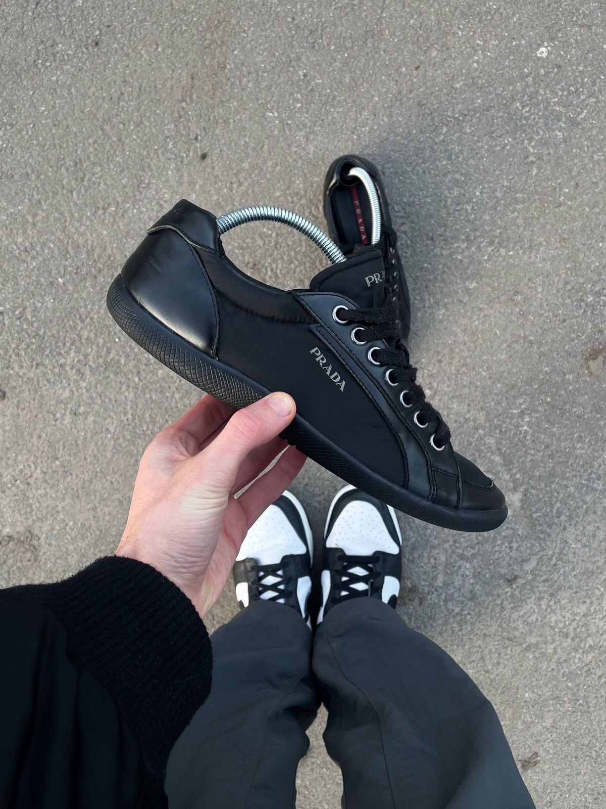 image of Prada 00S Linea Rosa Avant Garde Sneakers Nylon Y2K in Black, Men's (Size 8)