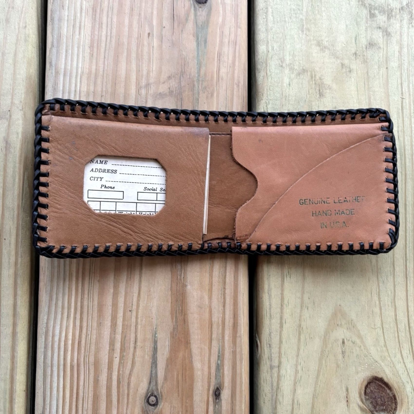 Vintage VINTAGE Handmade Leather Wallet Bifold Cowboy Western 9in 4in Brown Men Credit Card Size ONE SIZE - 2 Thumbnail
