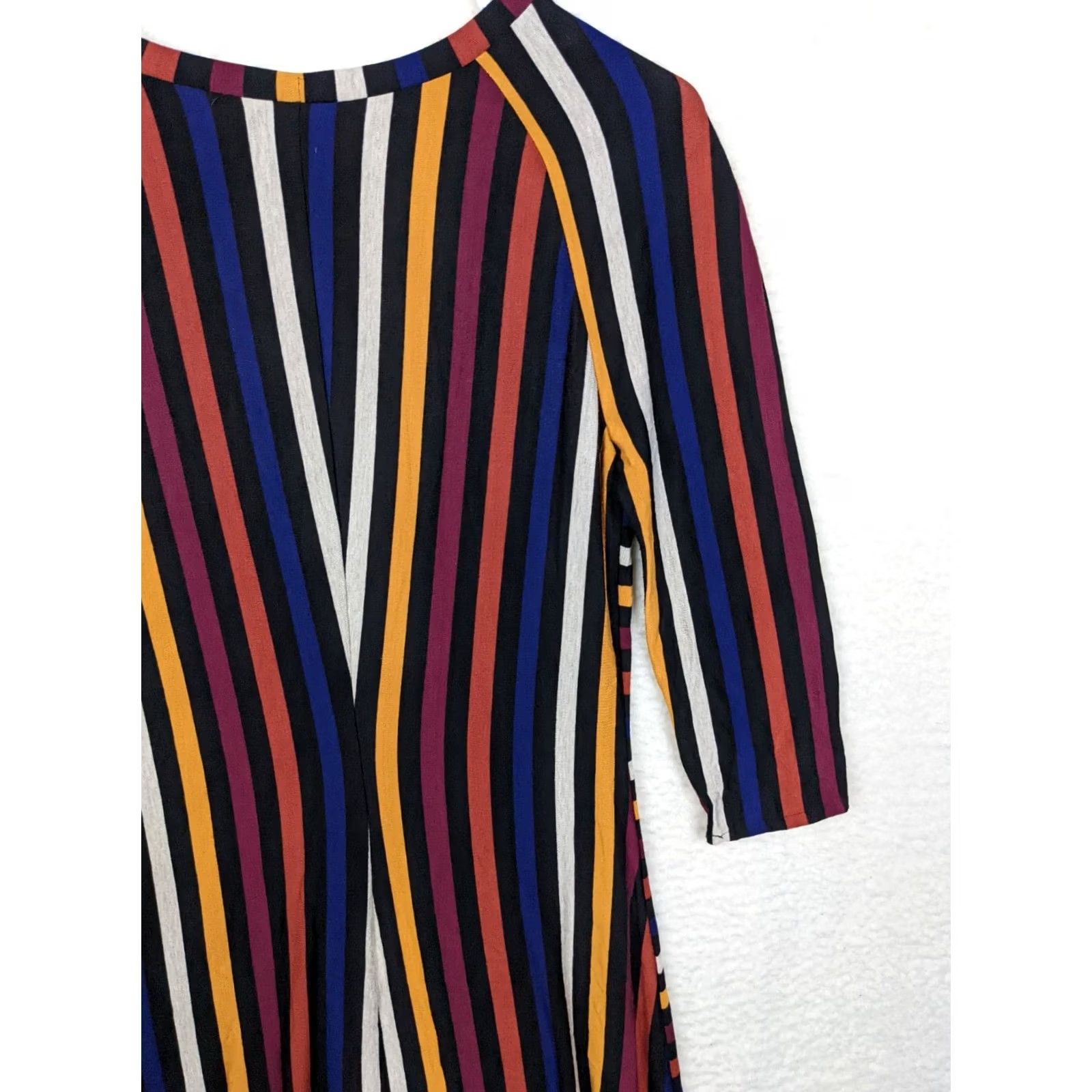 Rainbow Elana Kattan Rainbow Striped Elbow Sleeve Fit Flare Dress XS Size XS / US 0-2 / IT 36-38 - 3 Thumbnail