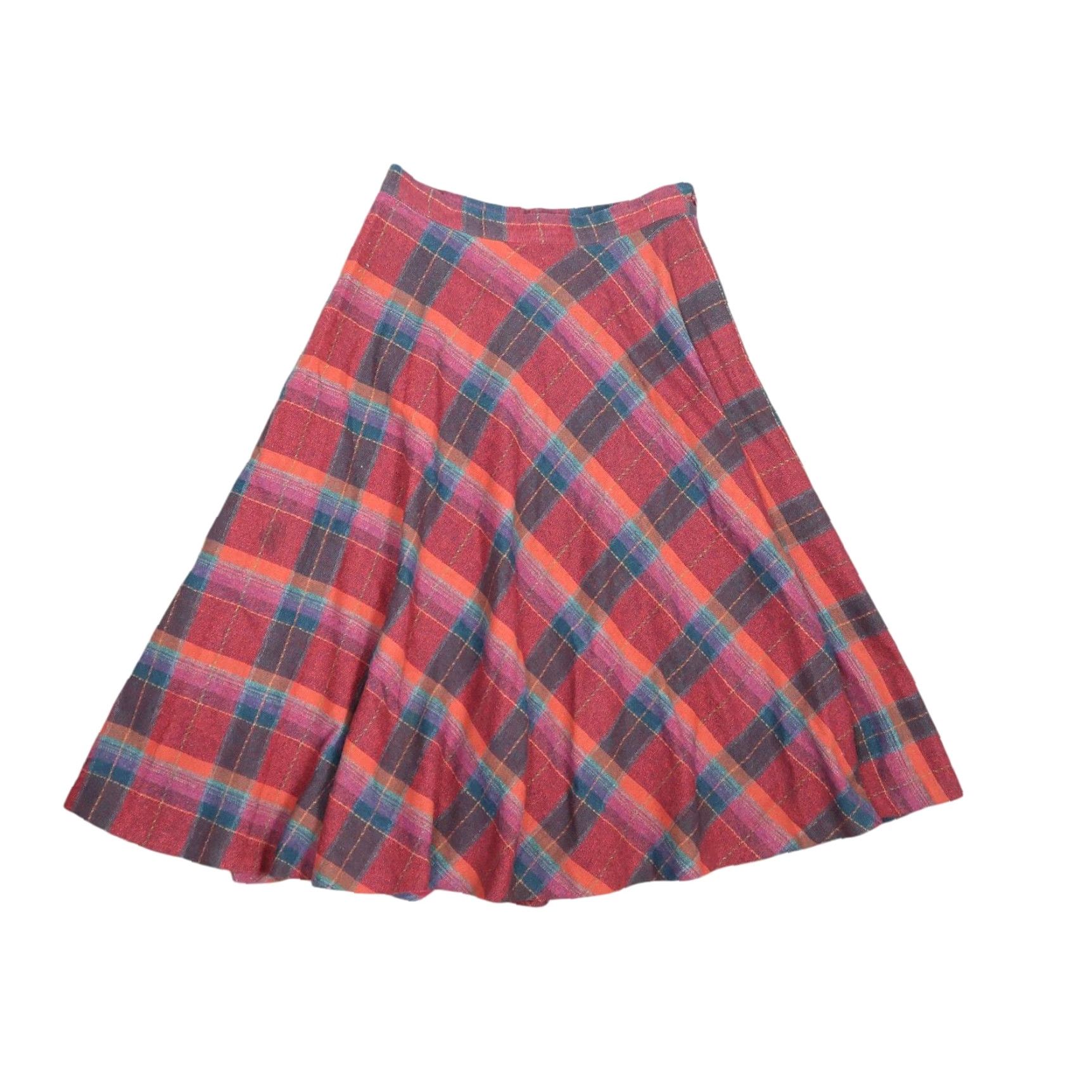 Vintage VINTAGE Skirt A-Line Midi Wool Plaid Red Blue 70s S Womens Boys? Size 28" / US 6 / IT 42 - 3 Thumbnail
