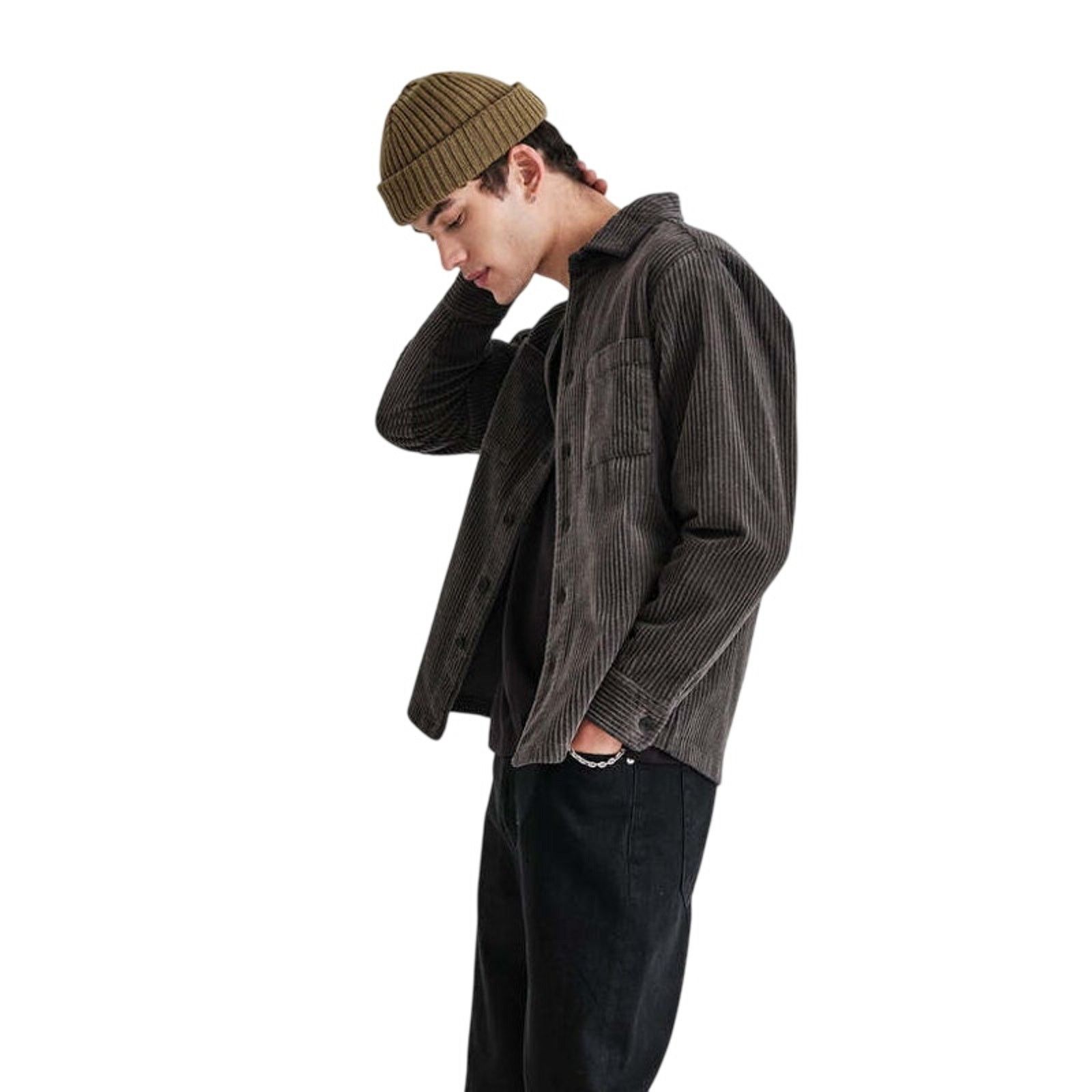 Wax London WAX LONDON Men’s Whiting Jumbo Cord Overshirt M Grey Size US M / EU 48-50 / 2 - 1 Thumbnail