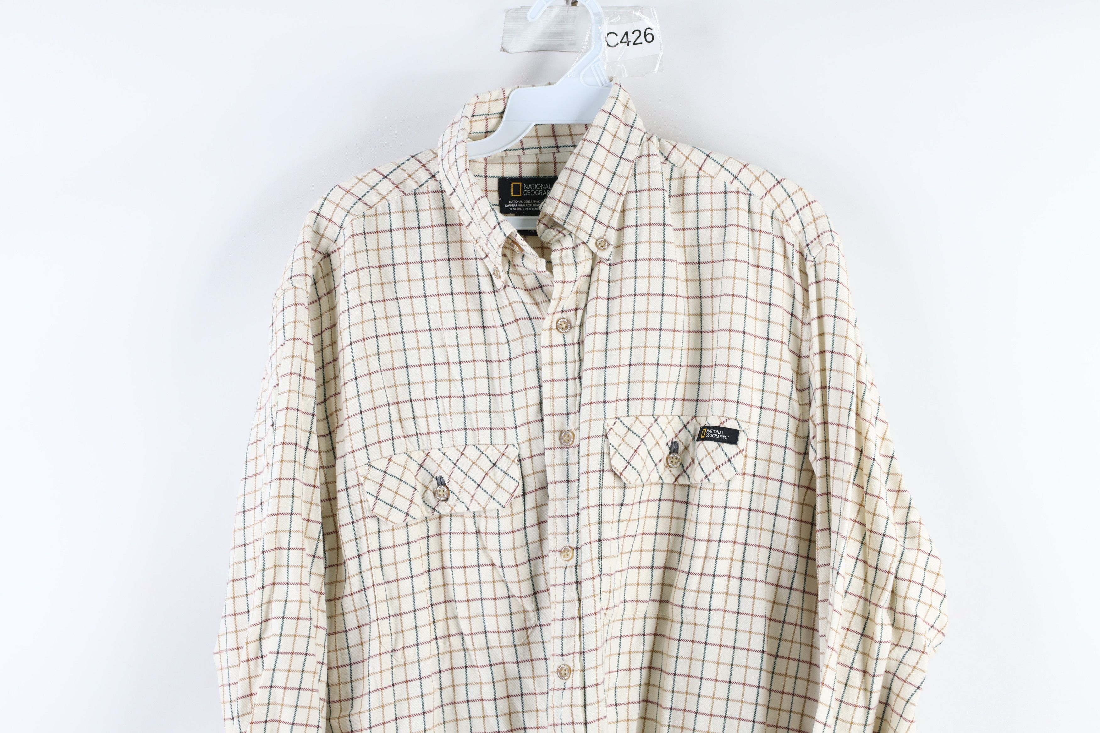Vintage Vintage 90s National Geographic Flannel Button Shirt Plaid Size US L / EU 52-54 / 3 - 2 Thumbnail