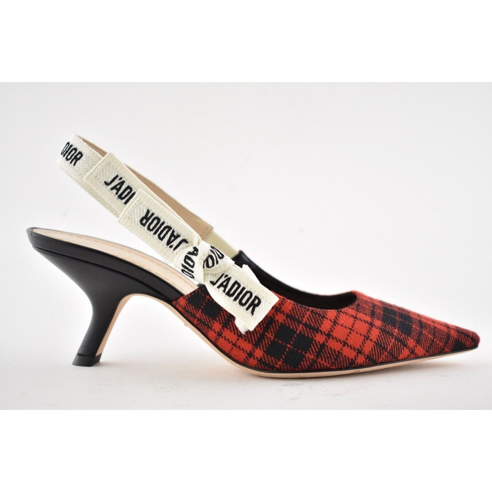 J'adior Jadior Check Slingback Sling Sandal Heel Pump 37