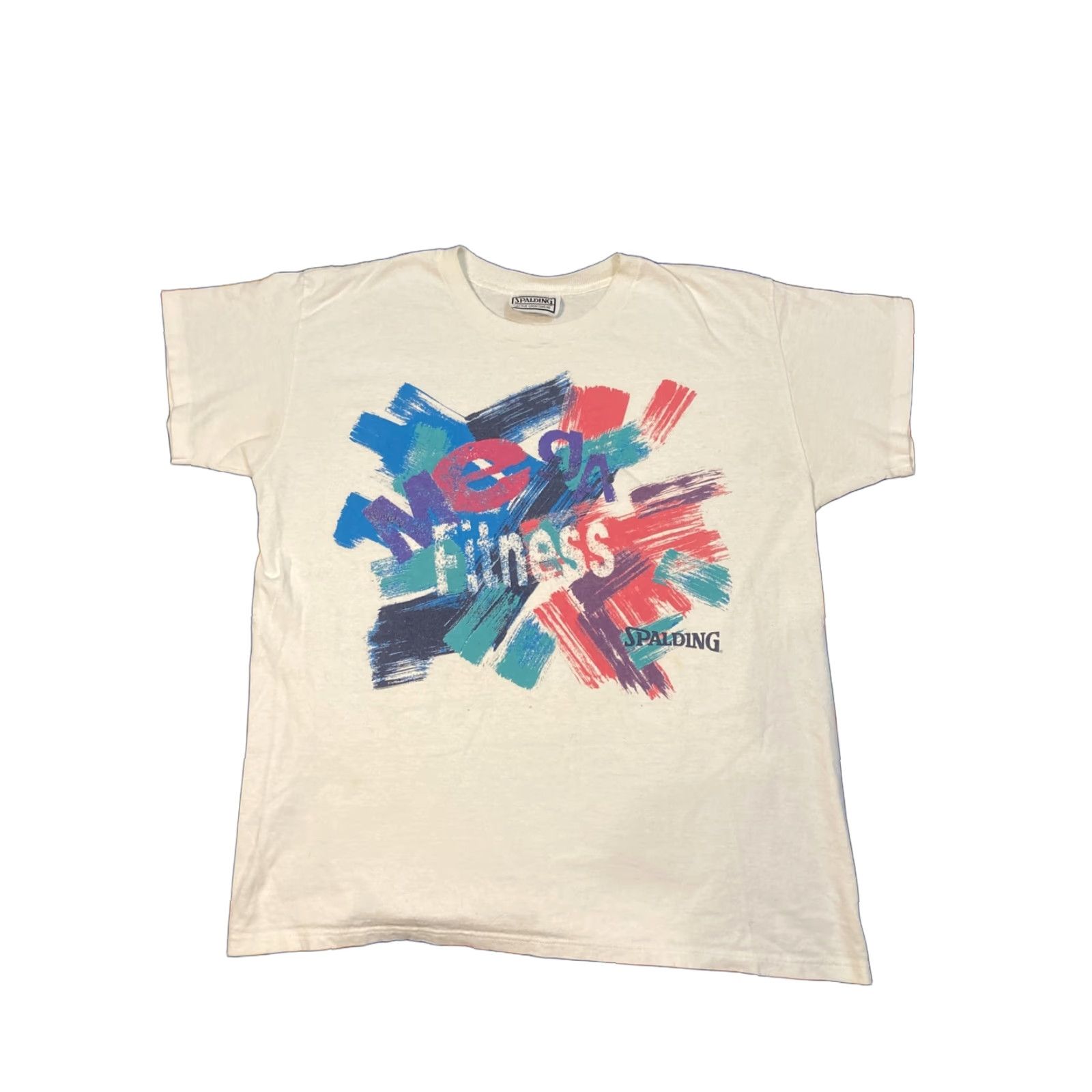 Spalding VINTAGE Spalding Mega Fitness Neon Paint 80s Single Stitch T Shirt White Large Men Mens Shirt Size US L / EU 52-54 / 3 - 1 Thumbnail