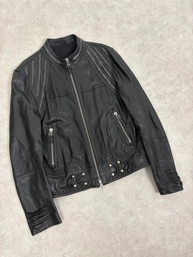 Marithe + Francois Girbaud 2000s Marithé + François Girbaud Black Studded Biker Leather Jacket Size US M / EU 48-50 / 2 - 4 Thumbnail