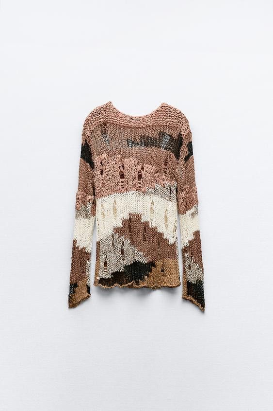 Zara KNIT SWEATER WITH TRIMS Size M / US 6-8 / IT 42-44 - 4 Thumbnail