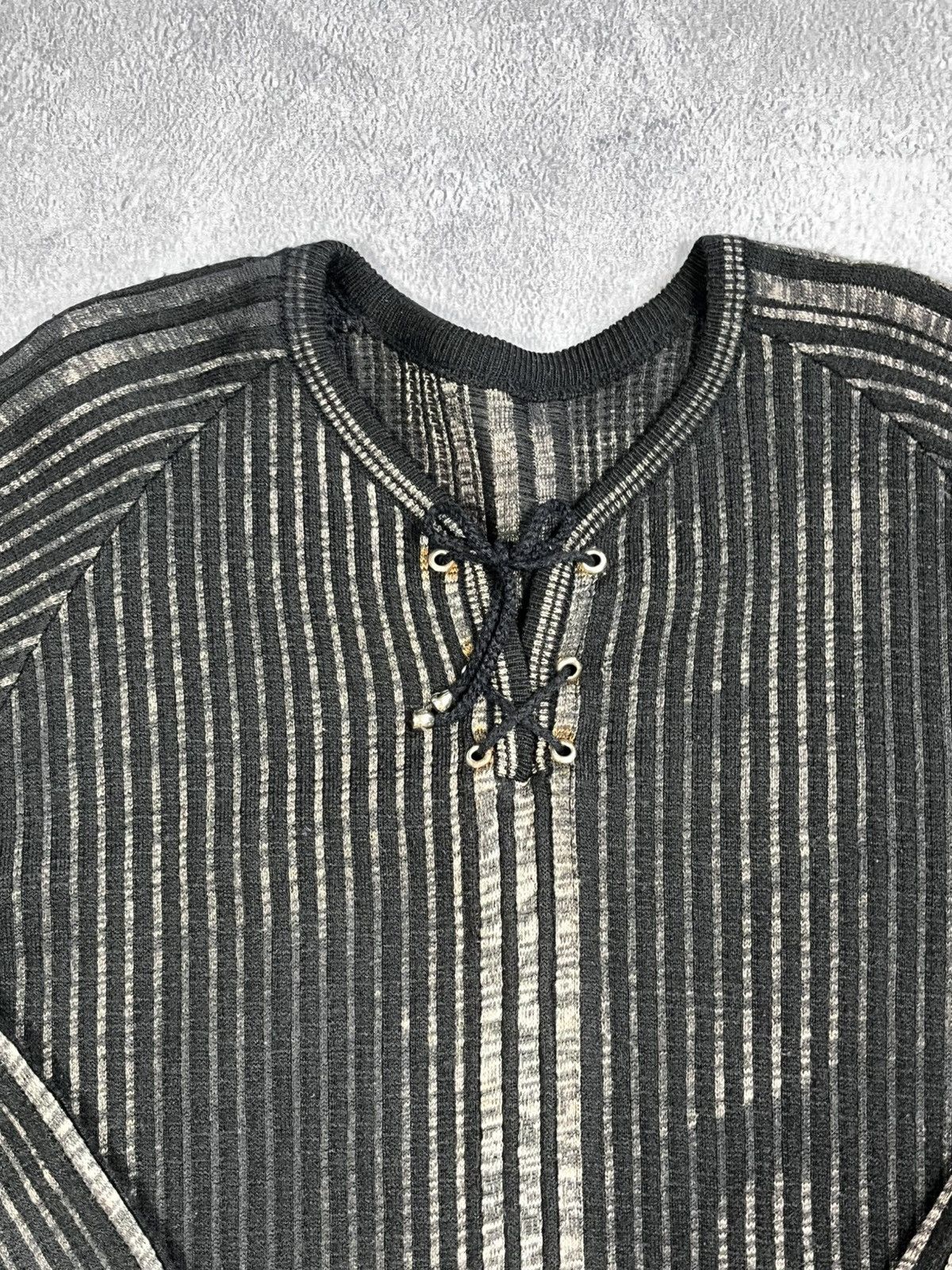 Japanese Brand × Vintage Vintage Y2K faded ribbed 00s style 1/4 sweater streetwear Size US L / EU 52-54 / 3 - 5 Thumbnail