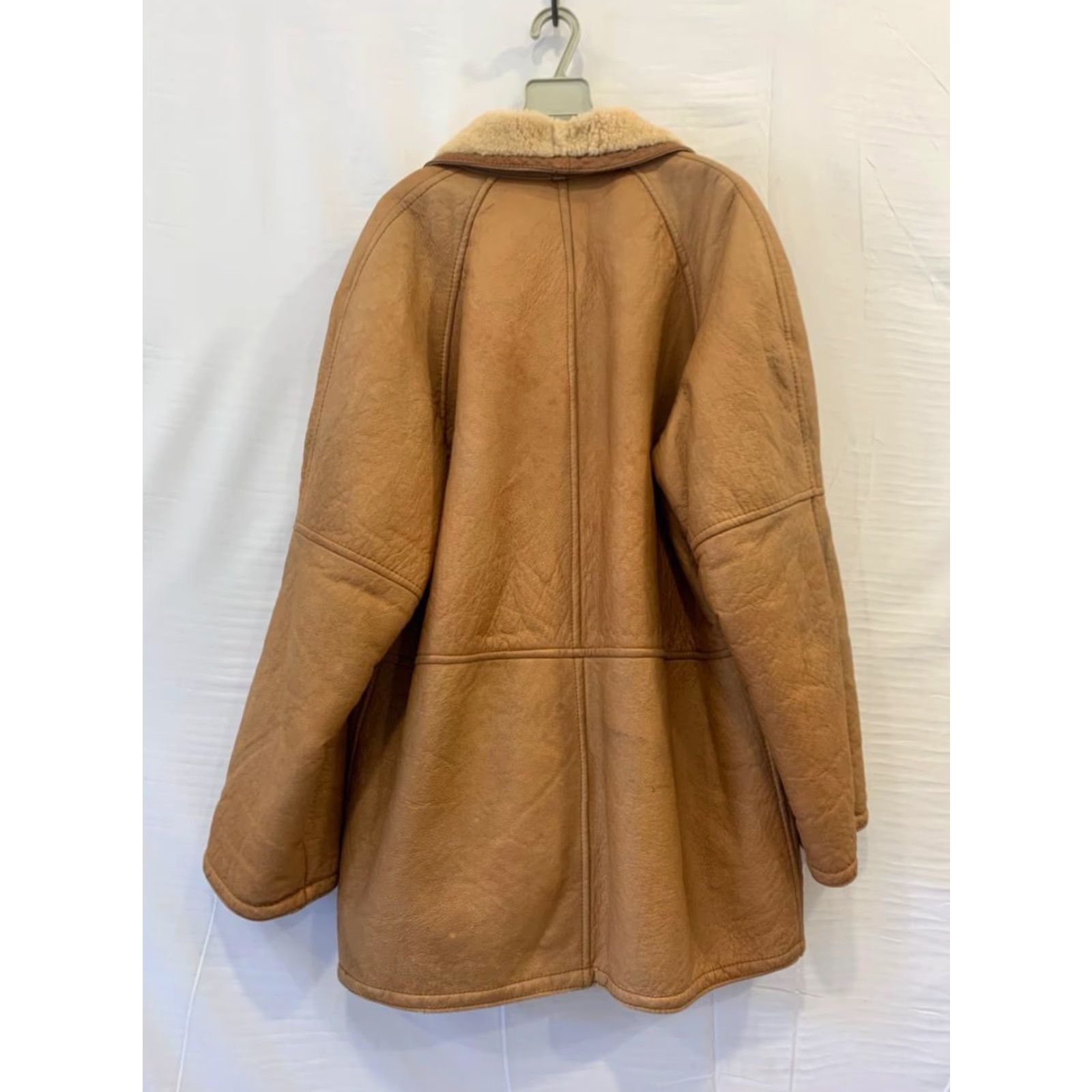 Vintage VINTAGE Shearling Coat Mens XL Leather Long Tan / Brown Sherpa Lined Overcoat Size US XL / EU 56 / 4 - 3 Thumbnail