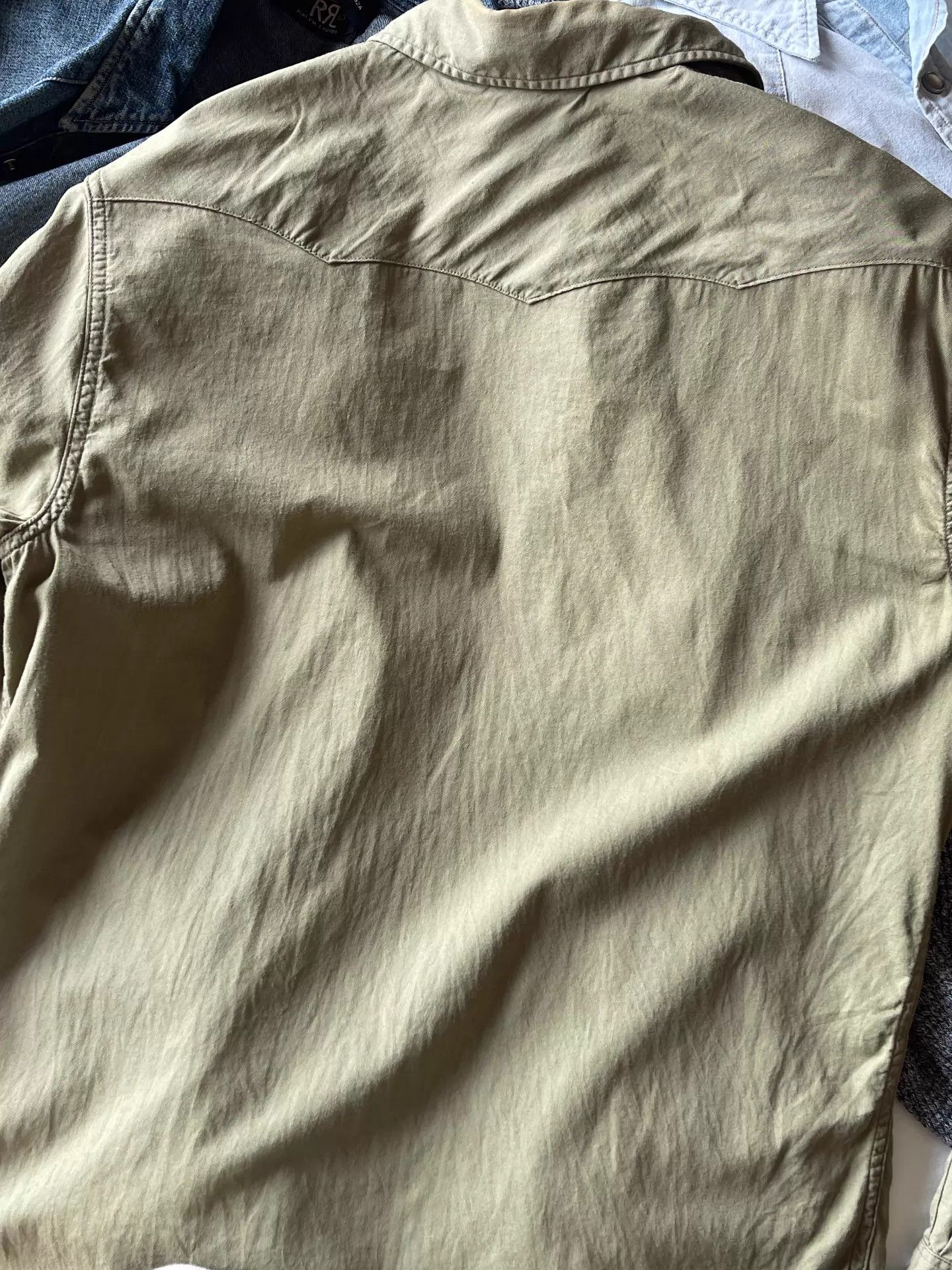 RRL Ralph Lauren RRL Slim Fit Twill Western Shirt Olive S Size US S / EU 44-46 / 1 - 9 Thumbnail