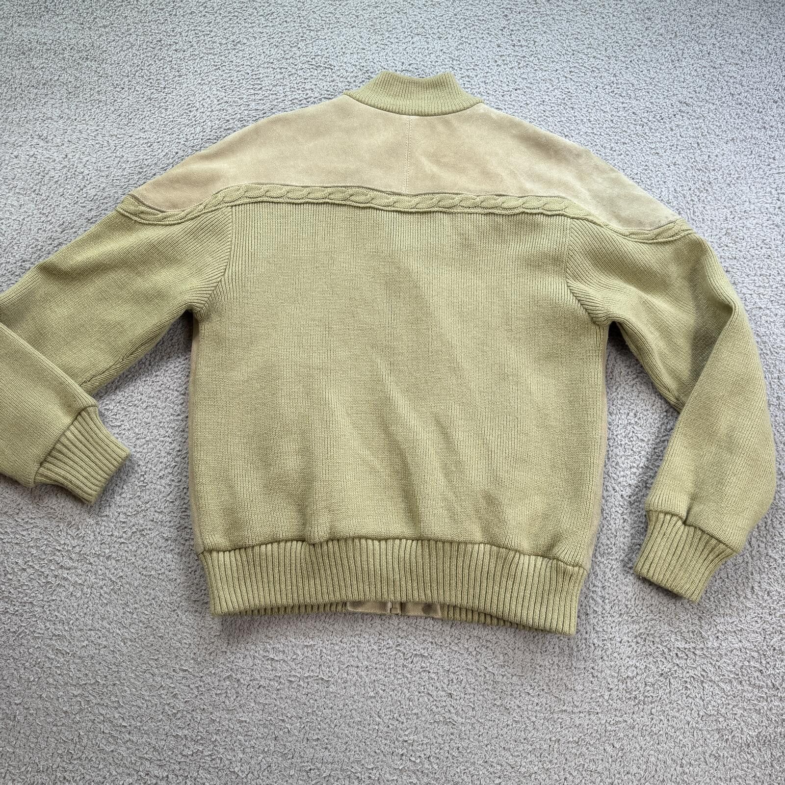 Other Vintage 90 Suede Knit Bomber Jacket Tan Cable Knit Leather L Size US L / EU 52-54 / 3 - 2 Thumbnail