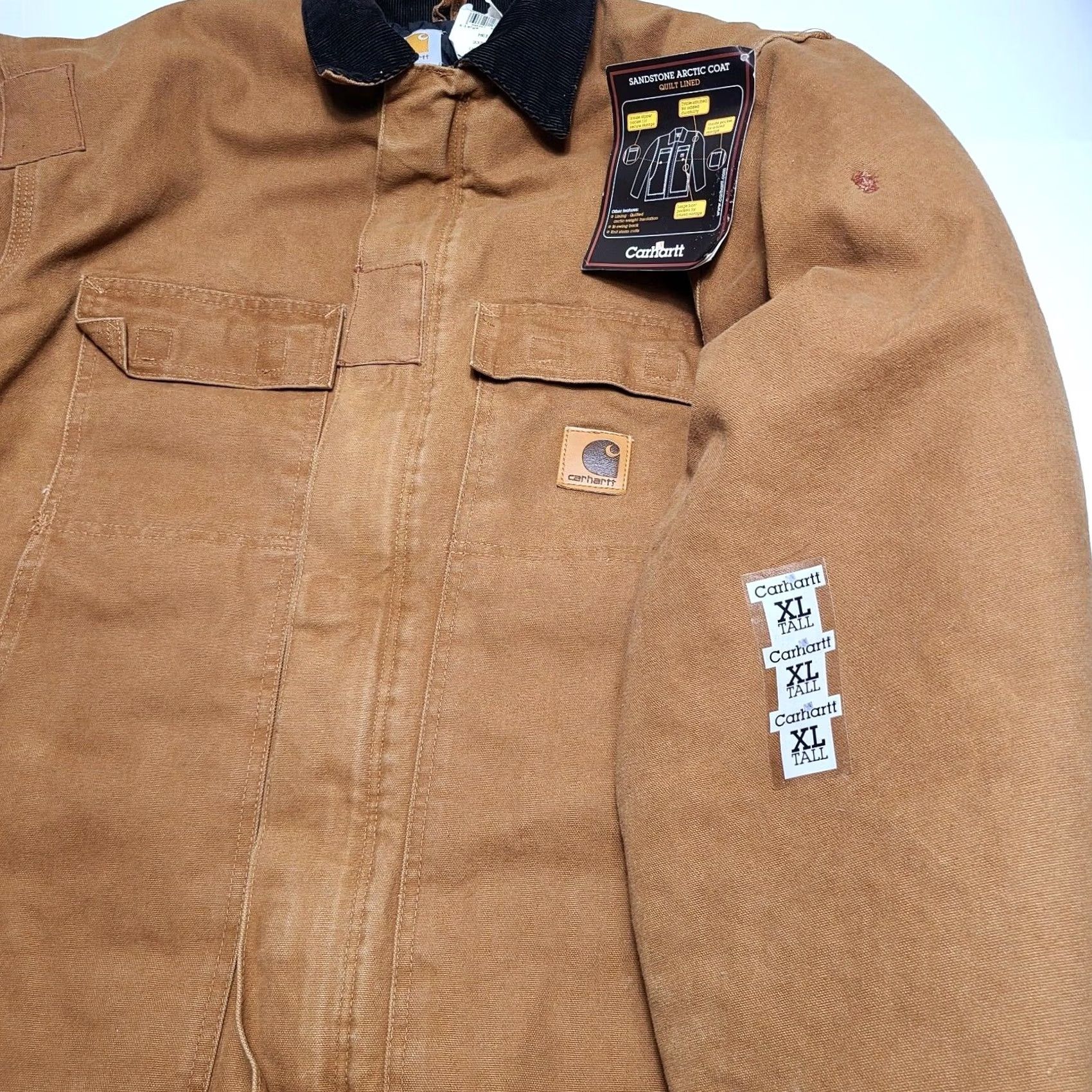 Carhartt VINTAGE Carhartt C26 Coat Quilt Lined Men XL Tall Sandstone Artic Brown Nylon Lined 90s Outdoor USA Classic Embroidered Zip-Hook & Loop Mens Coa t Size US XL / EU 56 / 4 - 3 Thumbnail