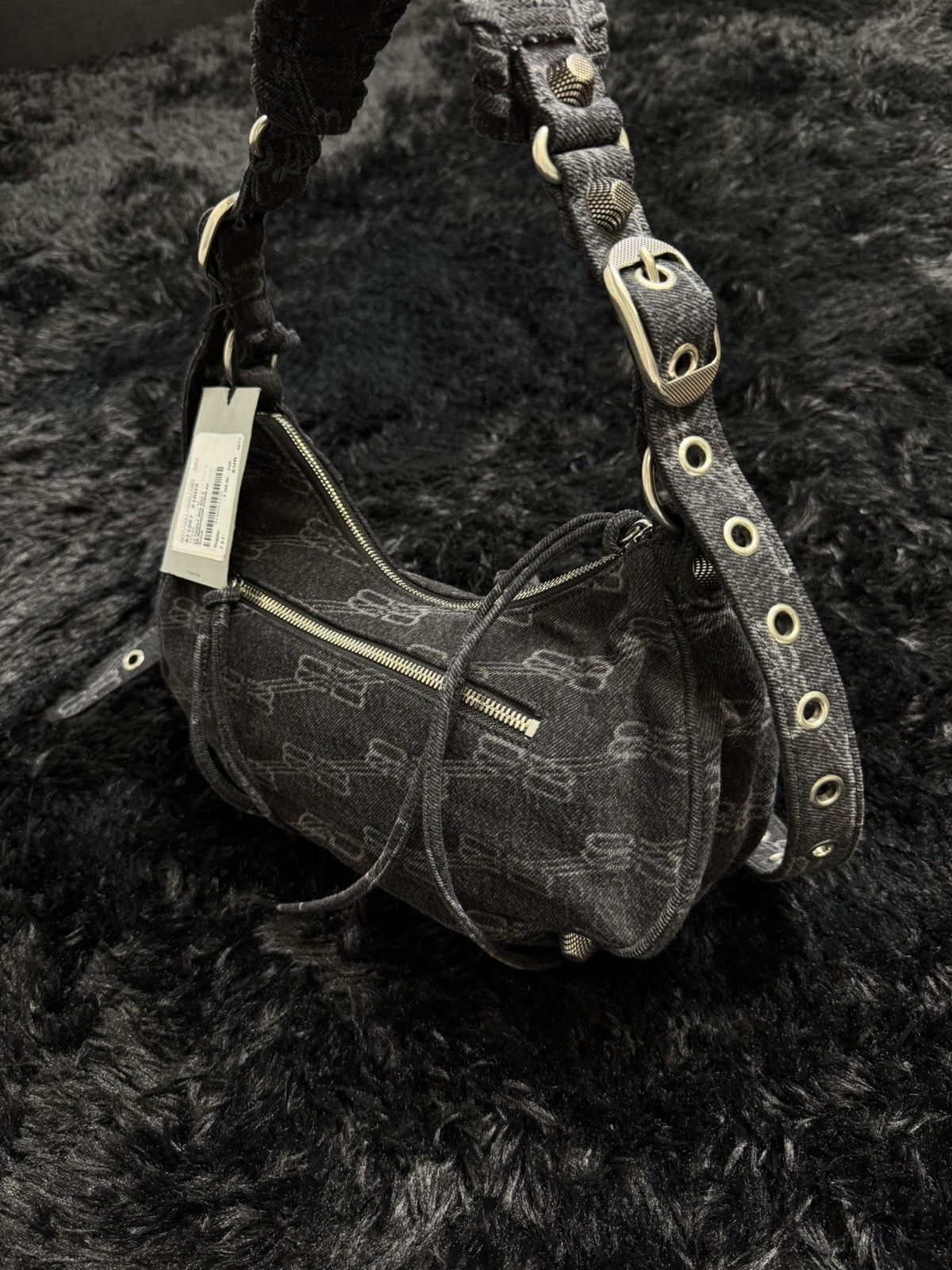 Balenciaga Balenciaga Le Cagole Black Monogram Denim Size ONE SIZE - 7 Thumbnail