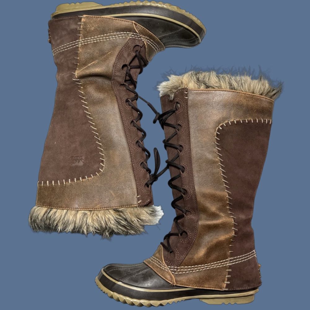 SOREL Sorel Cate The Great Boots Womens Knee High Winter Fur Lace Up Waterproof Insulated 14.75” Brown Size 7 NL1572-256 Size US 7 / IT 37 - 1 Thumbnail