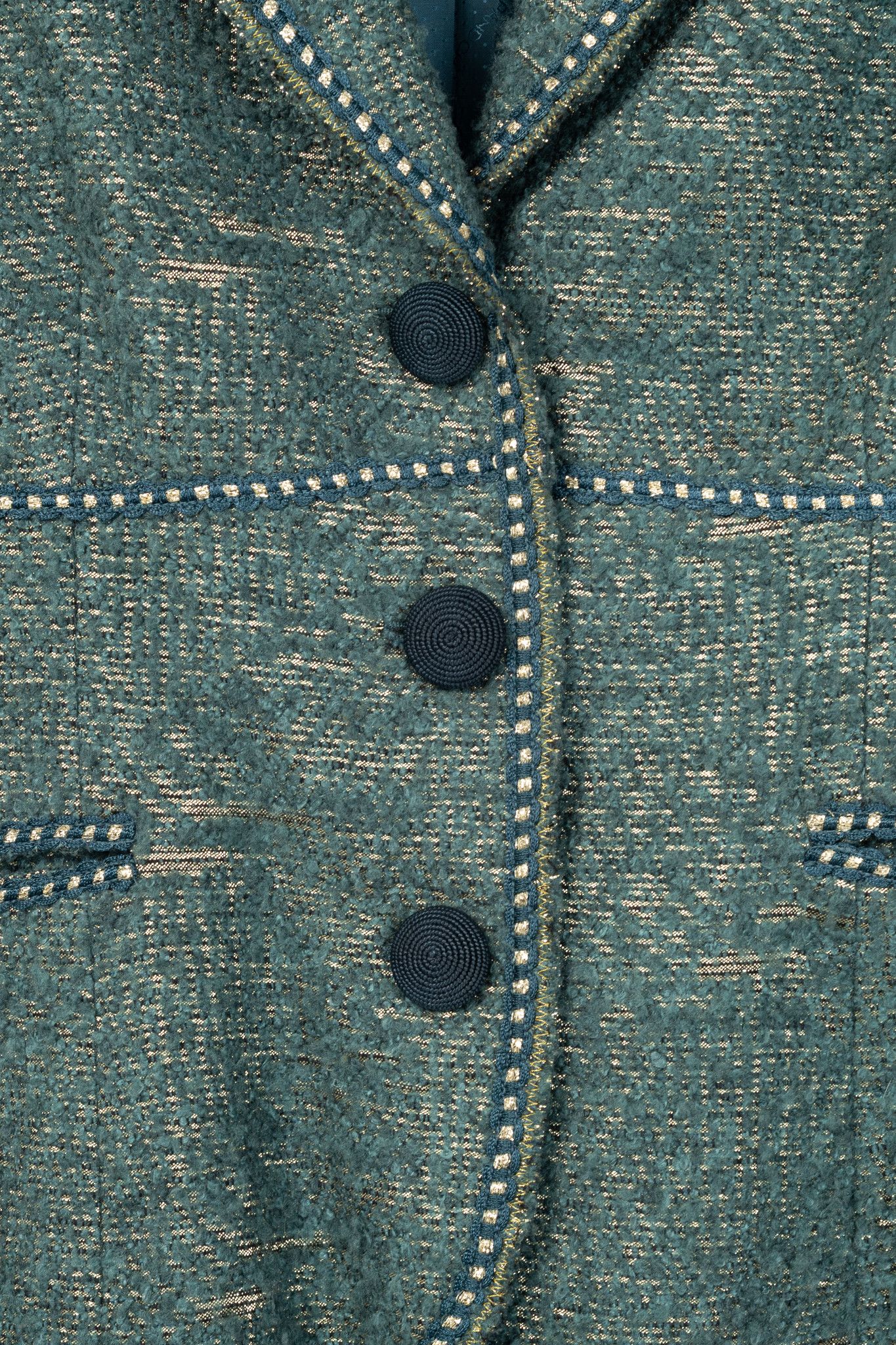 Moschino Moschino Cheap and Chic Metallic Green Boucle-Wool Blazer Size L / US 10 / IT 46 - 7 Thumbnail