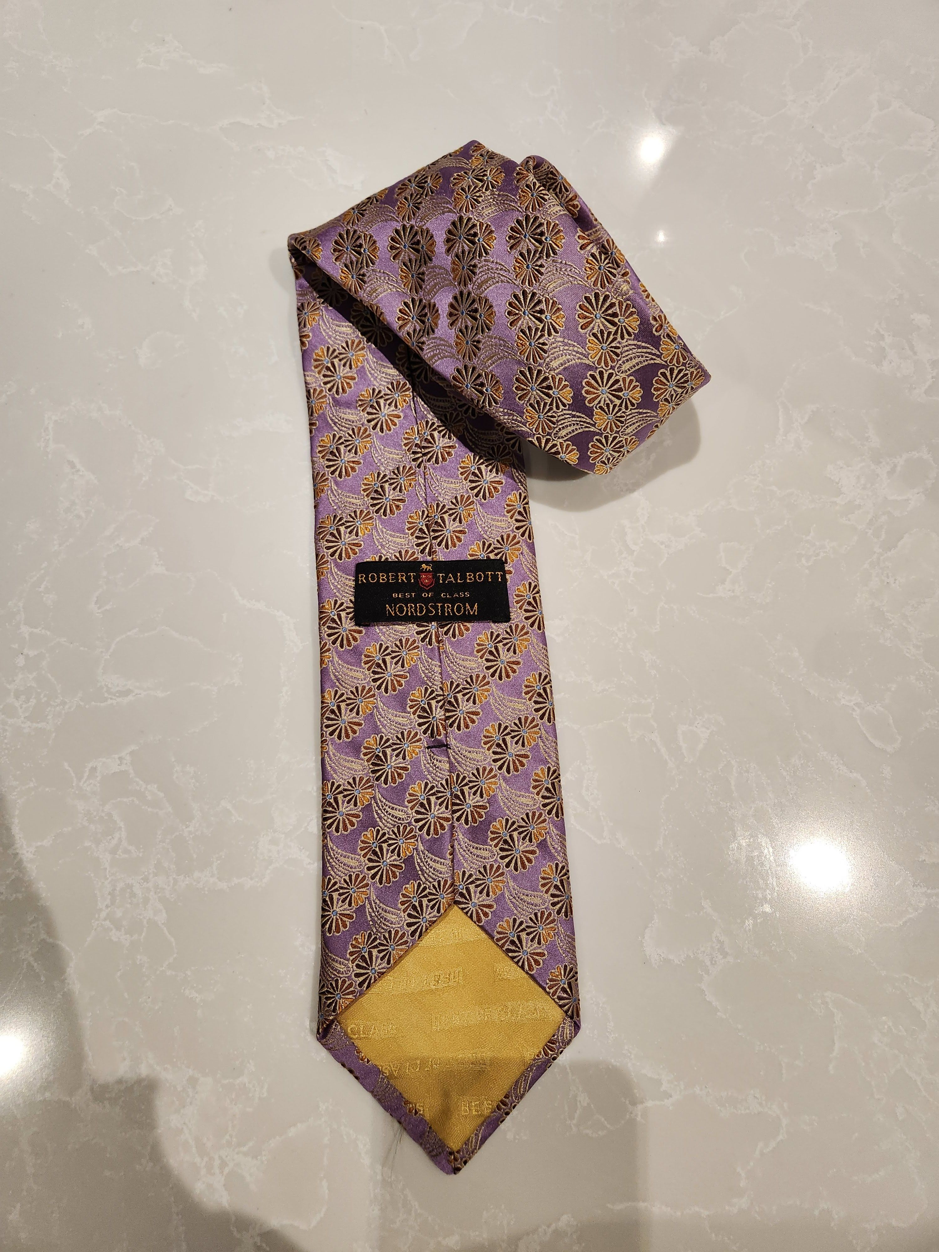 Robert Talbott BEST IN CLASS Purple Gold Floral Pattern Tie Size ONE SIZE - 6 Thumbnail