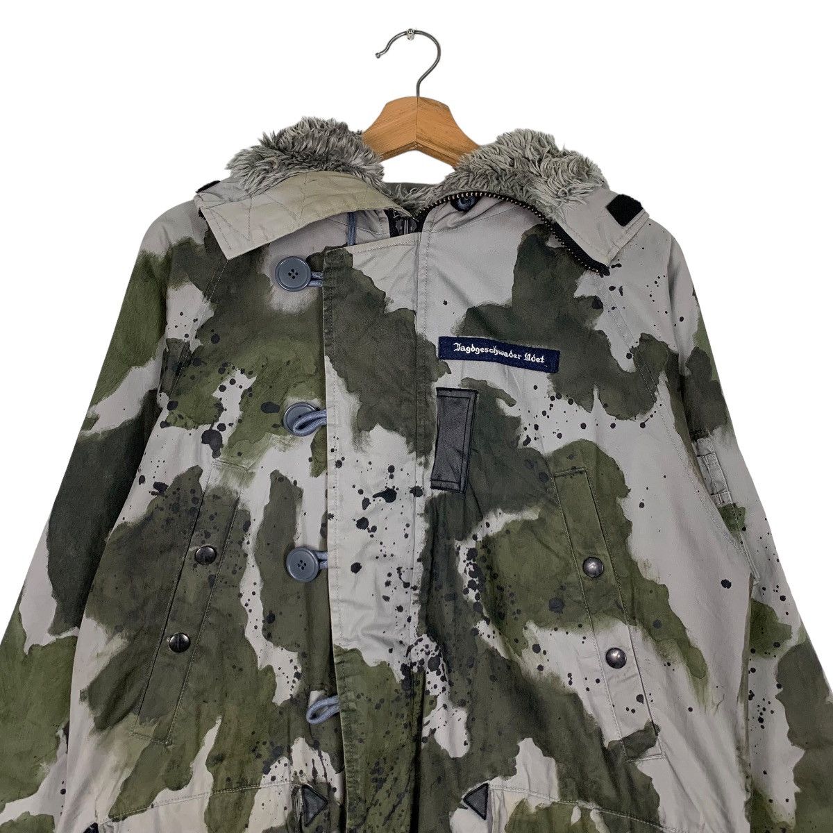 Vintage Jagdgeschwader Udet Acid Wash Fur Hoodie Parka #0653-C30 Size US M / EU 48-50 / 2 - 2 Thumbnail
