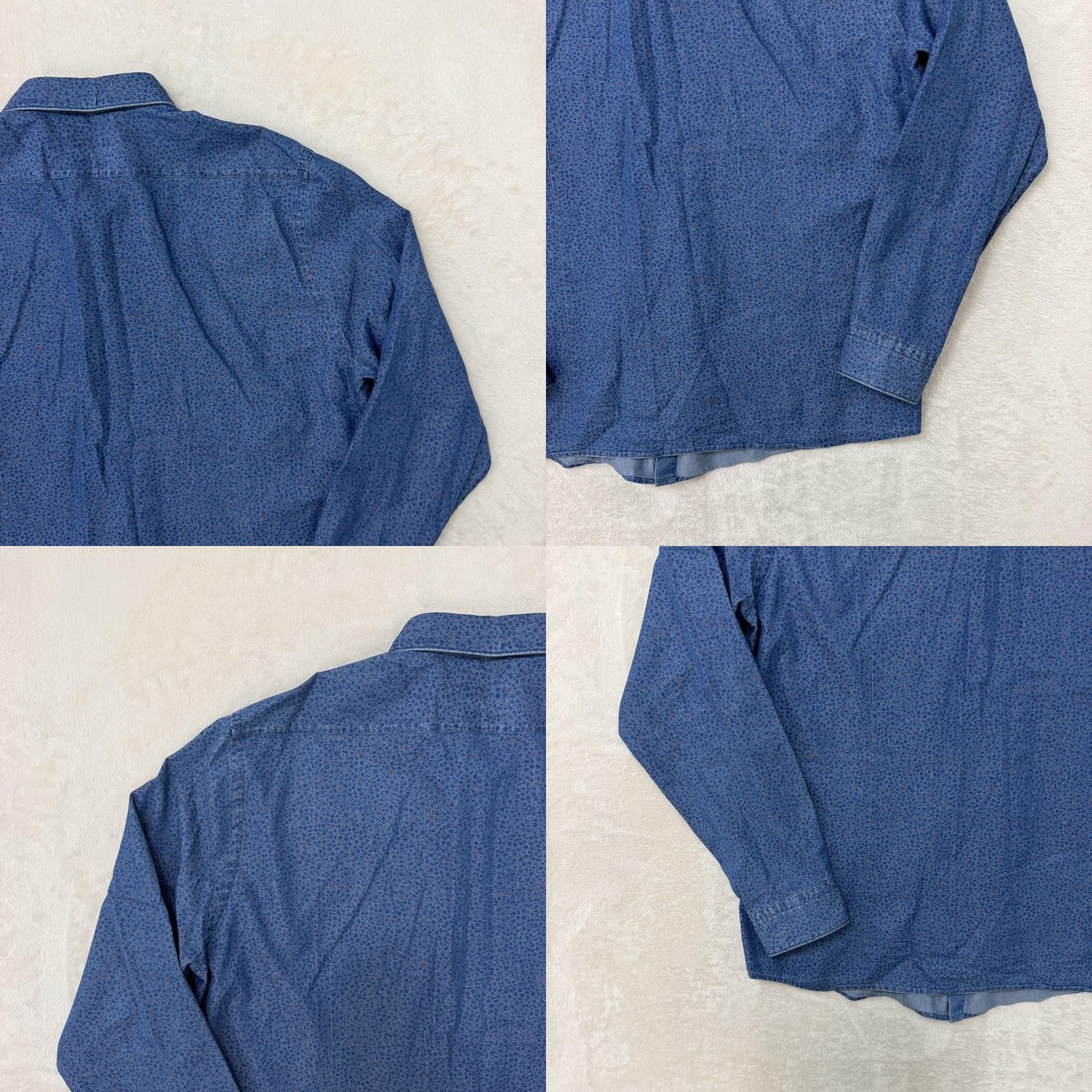 Hugo Boss VINTAGE None Hugo Boss Shirt Mens XL Blue Floral Chambray Regular Fit Button Up Size US XL / EU 56 / 4 - 9 Thumbnail