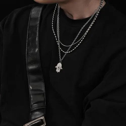 Jewelry Fatima Hand Necklace – Layered Silver Chain, Unisex Size ONE SIZE - 3 Thumbnail