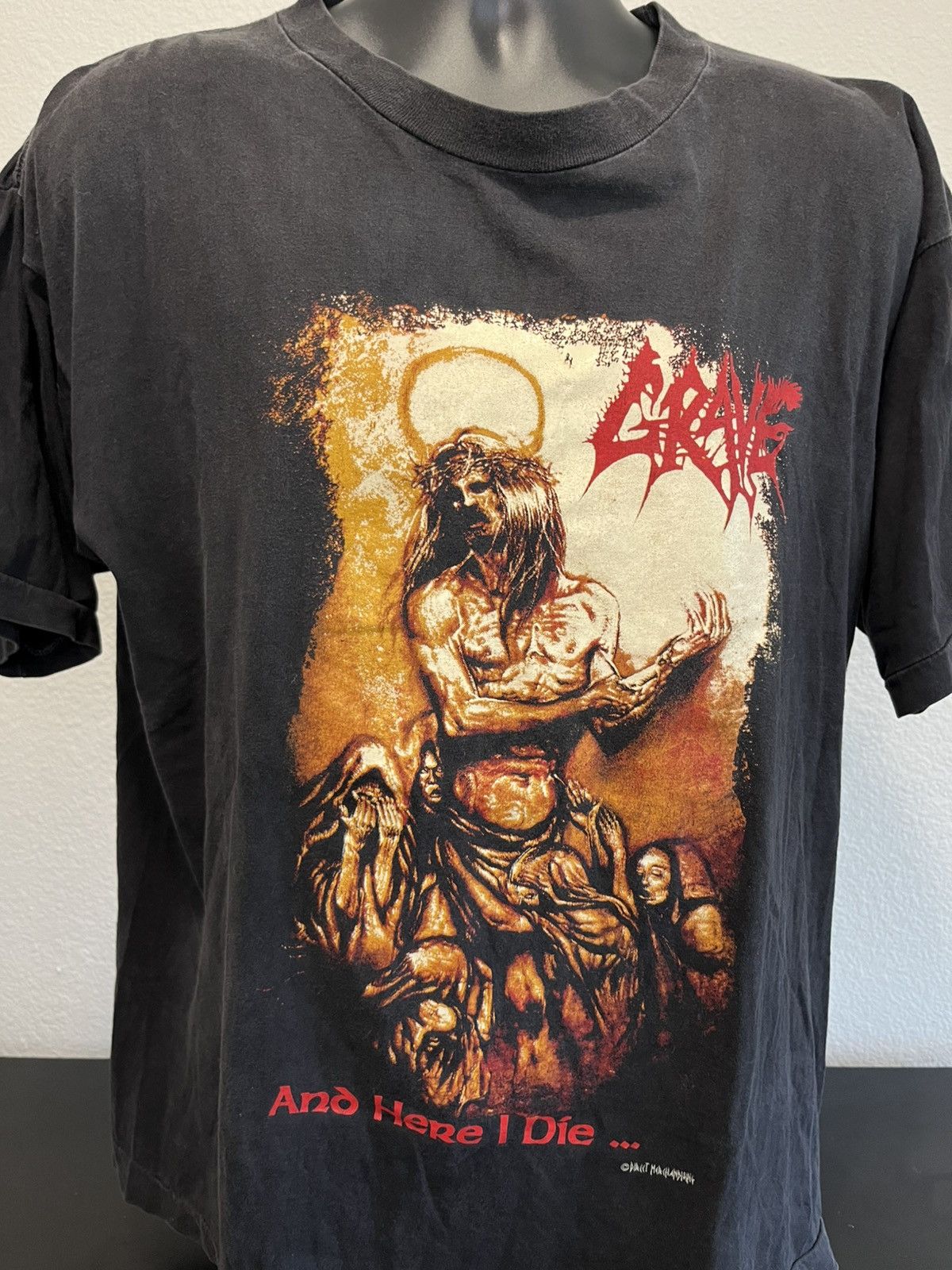 Band Tees × Vintage Grave and here I die shirt vintage 90s heavy metal band Size US XL / EU 56 / 4 - 3 Thumbnail